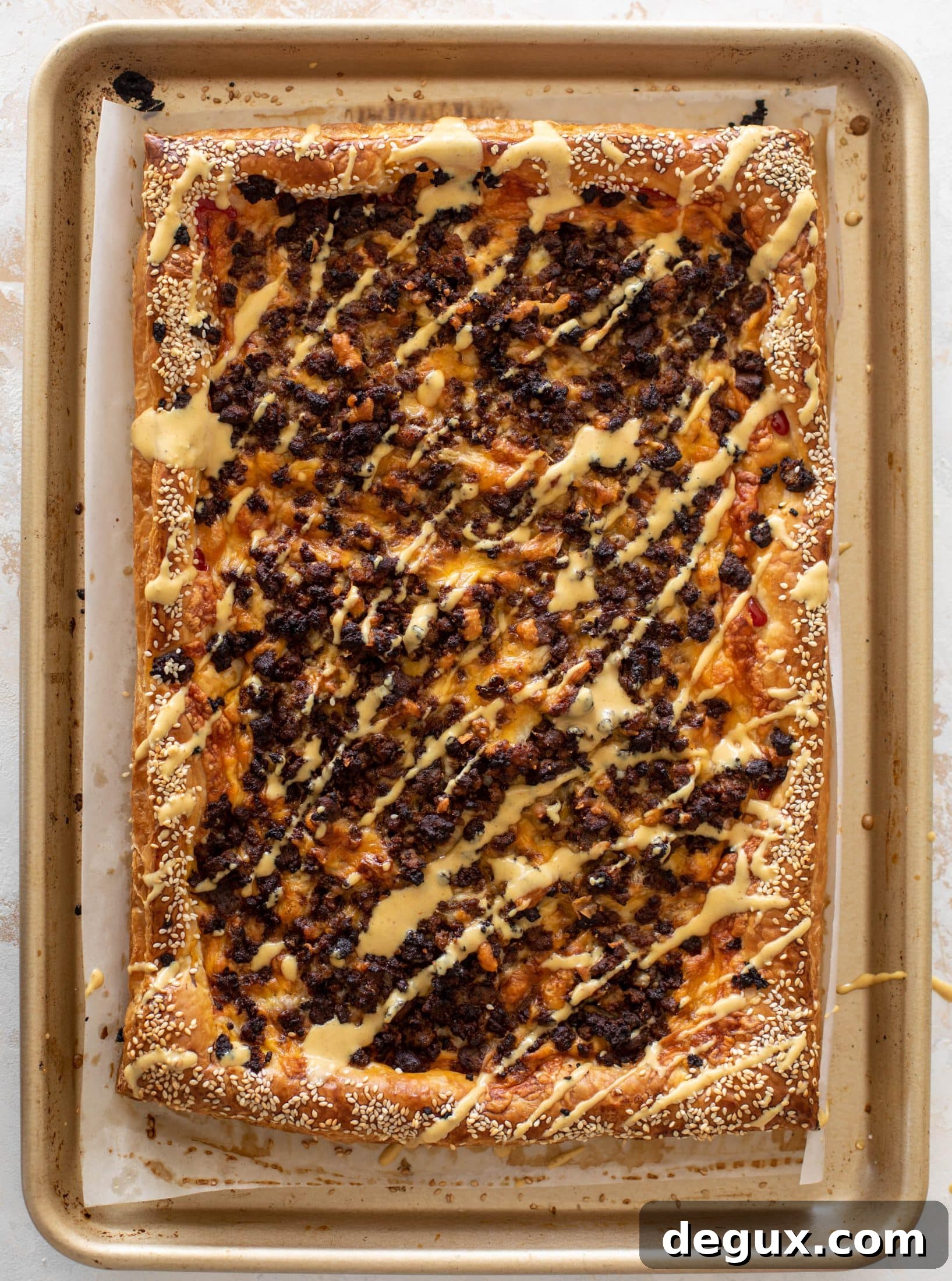 cheeseburger puff pastry pizza
