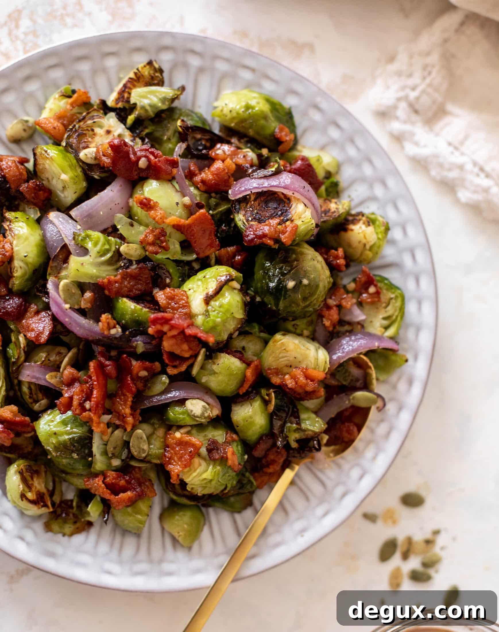 roasted brussels sprouts with hot bacon vinaigrette