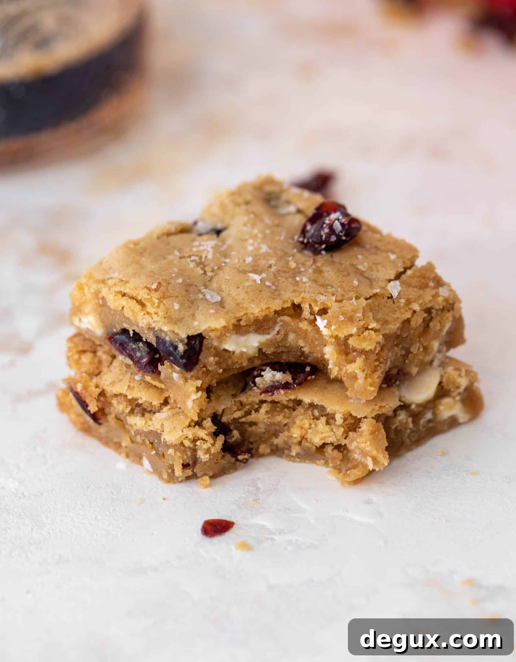 Salted Brown Butter Cranberry White Chocolate Cookie Bars 9 salted cranberry white chocolate cookie bars
