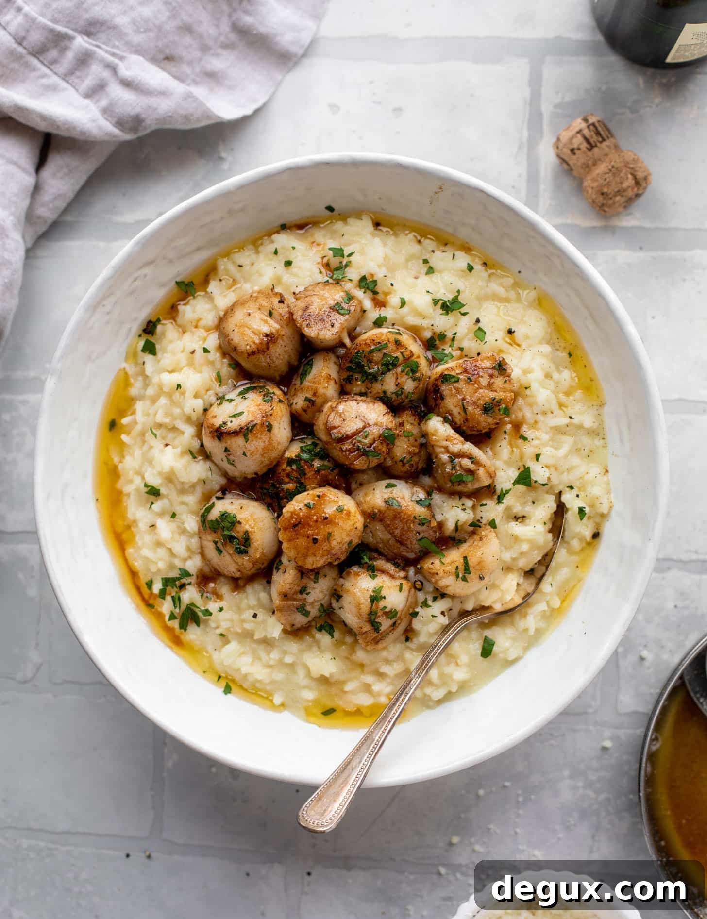 Champagne risotto with scallops