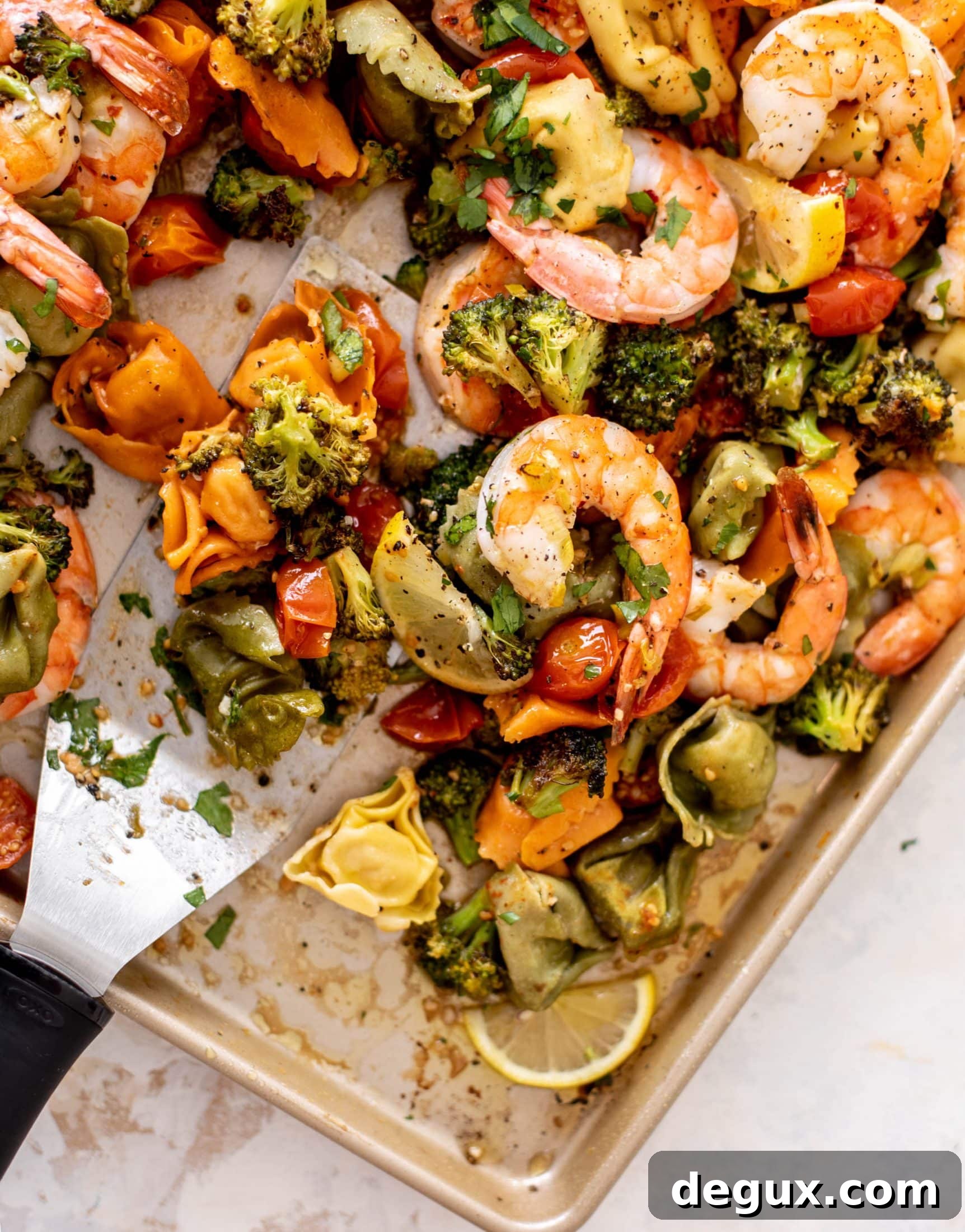 sheet pan shrimp tortellini & vegetables