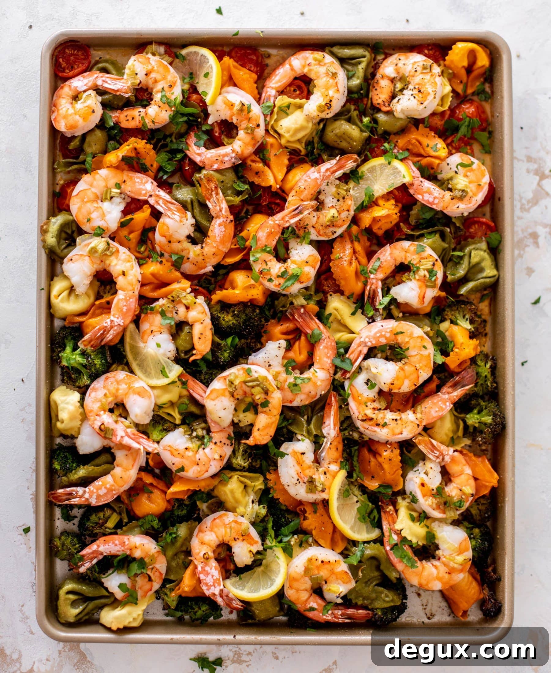 sheet pan shrimp tortellini & vegetables