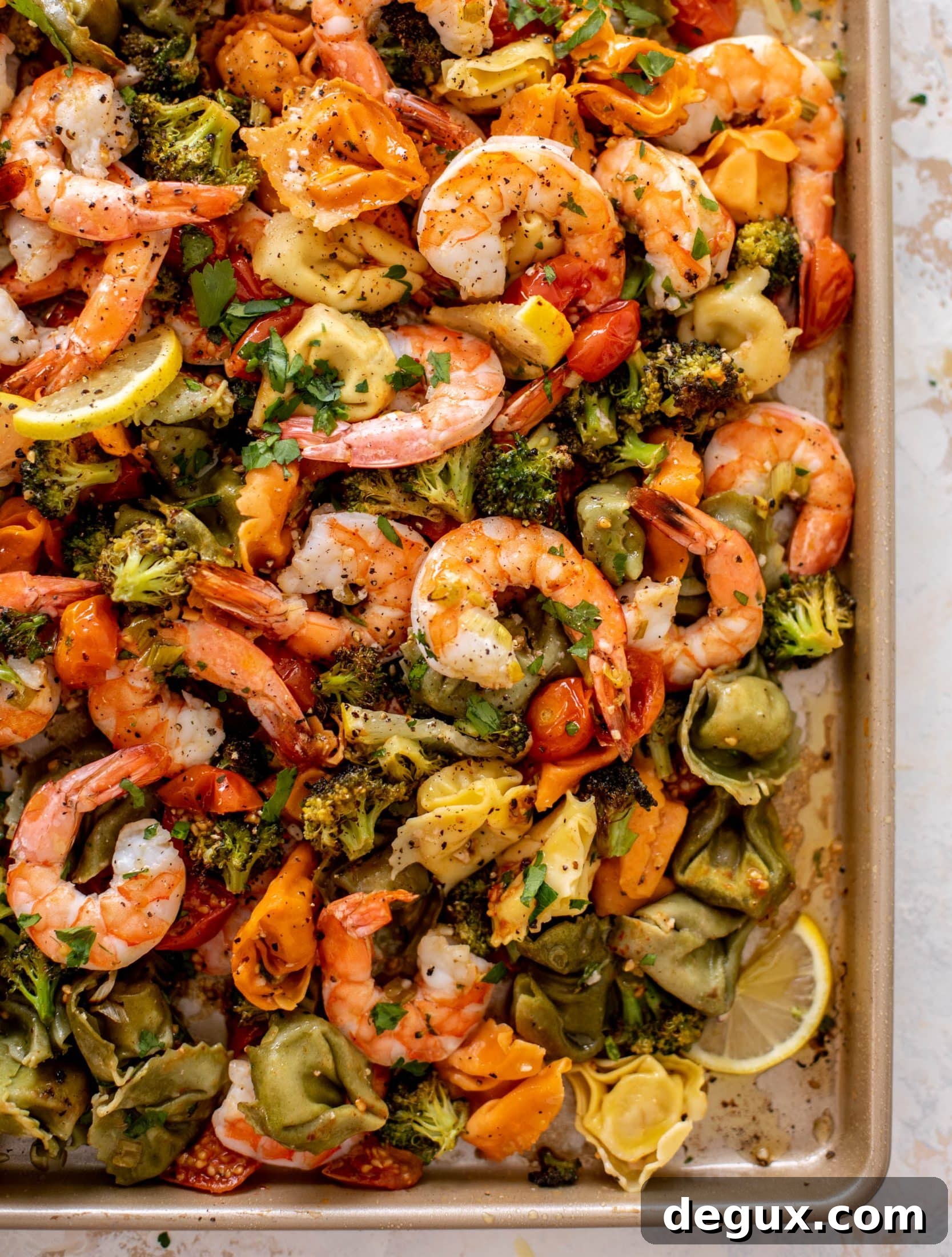 sheet pan shrimp tortellini & vegetables