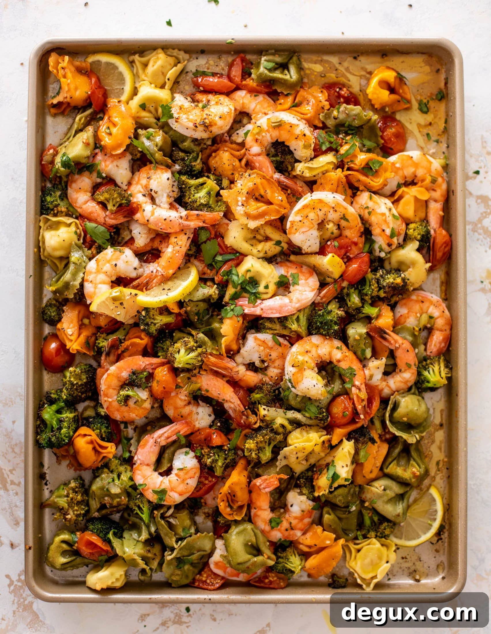 sheet pan shrimp tortellini & vegetables