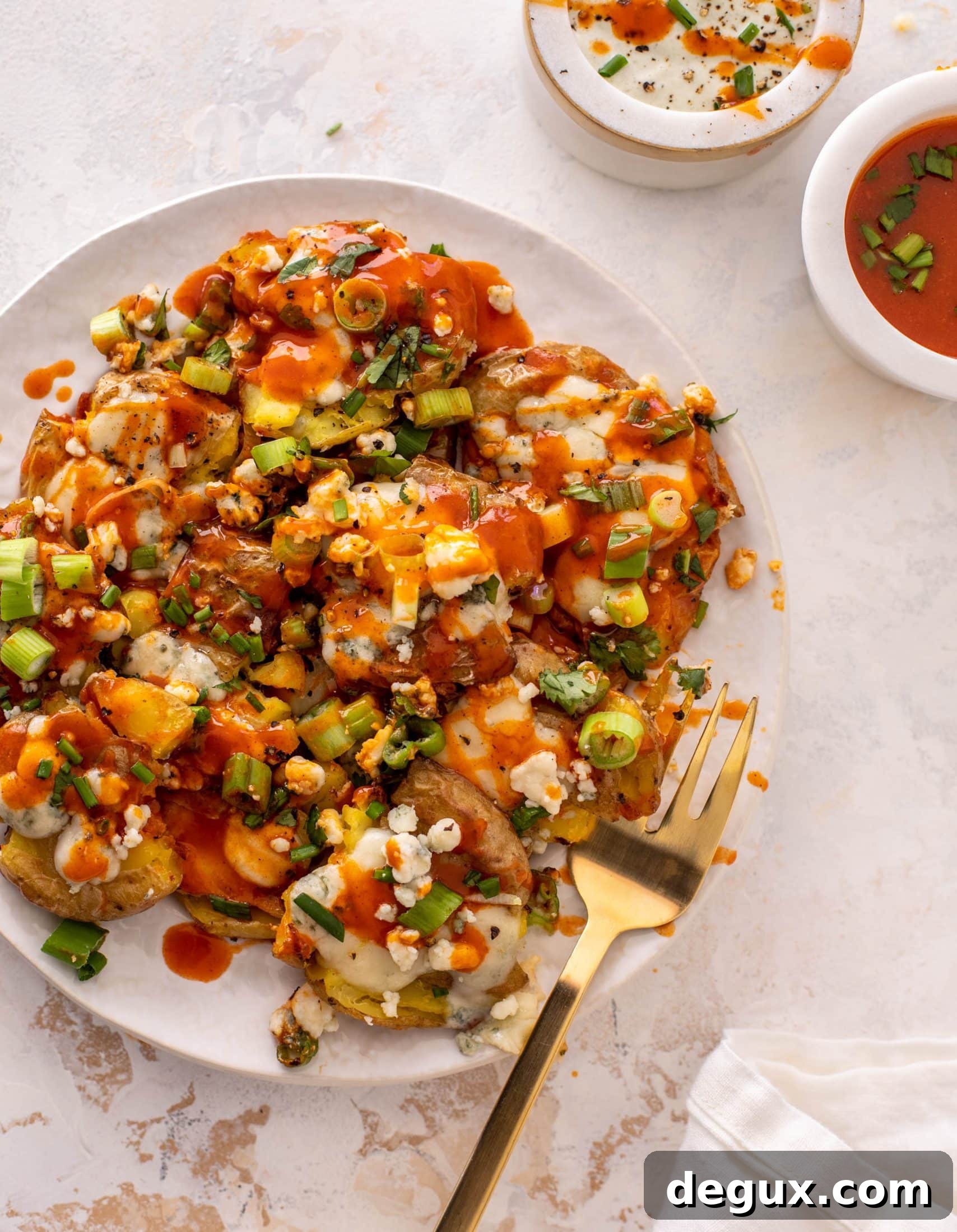 Crispy Buffalo Chicken Smashed Potatoes Recipe 11 crispy buffalo wing smashed potatoes