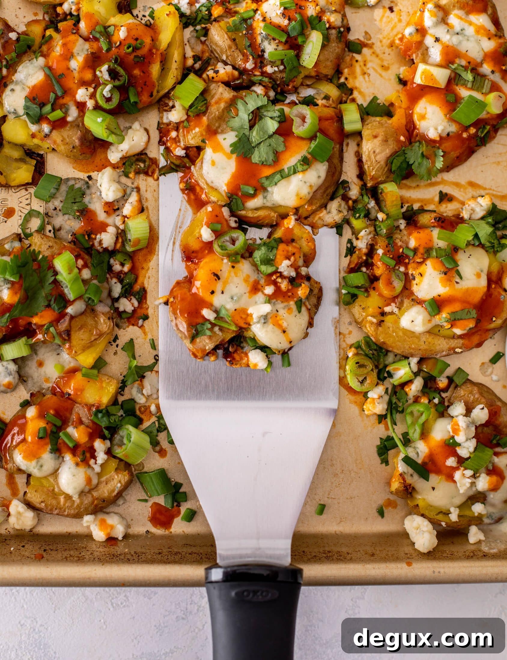 crispy buffalo wing smashed potatoes