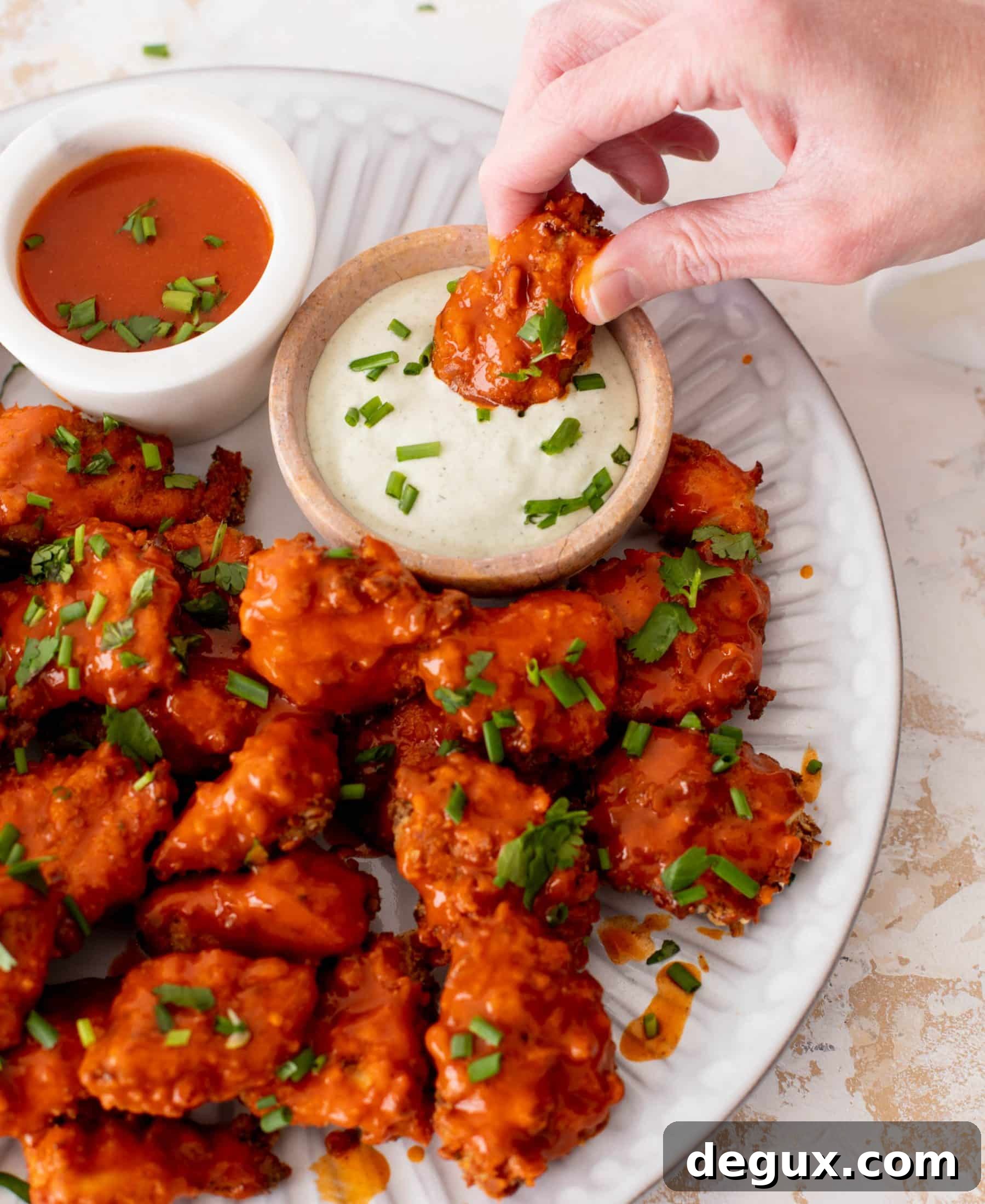 pretzel crusted buffalo chicken bites