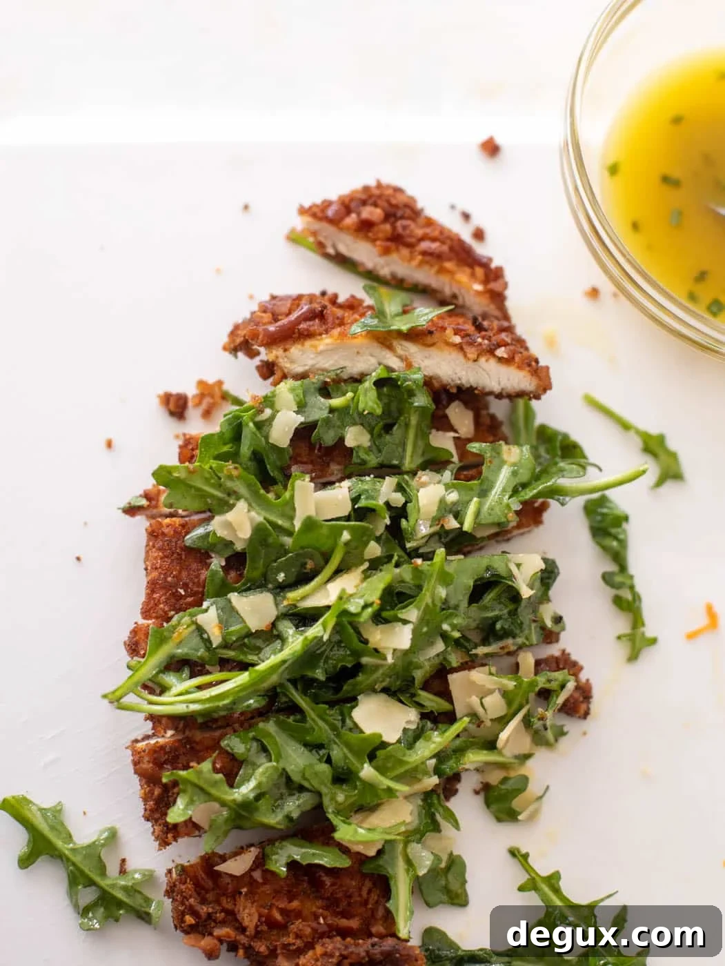 Pretzel-Crusted Chicken with Honey Mustard Arugula Salad 7 pretzel crusted chicken with honey mustard arugula