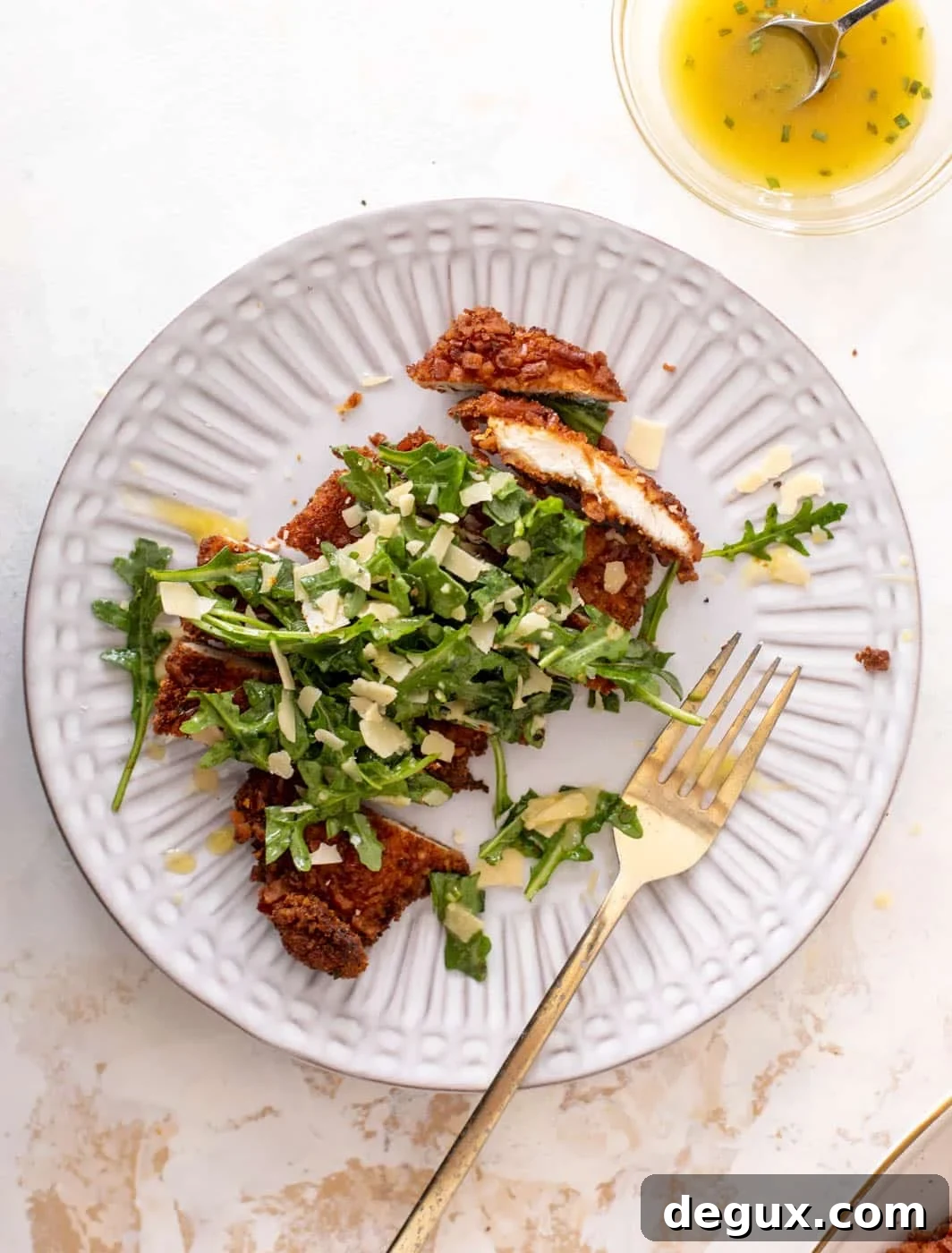Pretzel-Crusted Chicken with Honey Mustard Arugula Salad 9 pretzel crusted chicken with honey mustard arugula