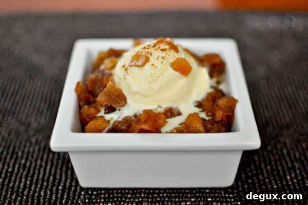 applesauce-2 Warm applesauce topped with ice cream
