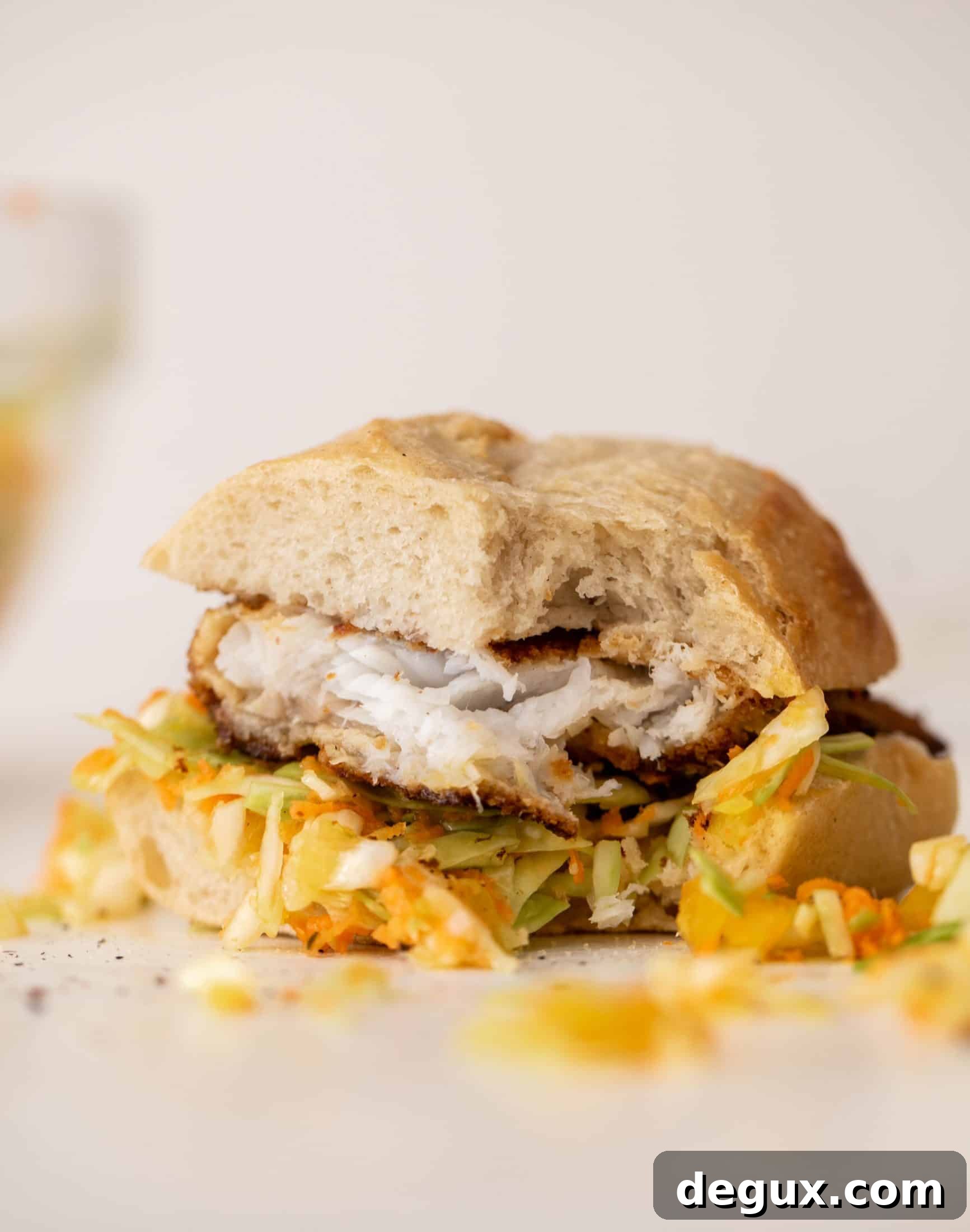 Crispy Fish Sandwich with Tangy Banana Pepper Slaw 11 crispy fish sandwiches with chopped slaw