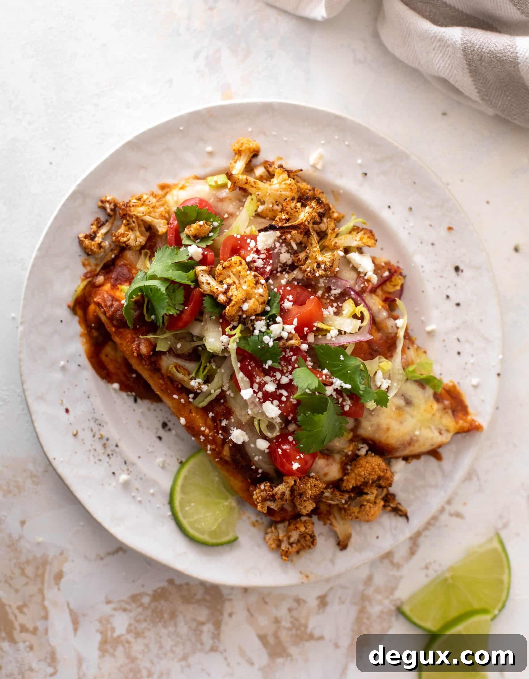 chipotle cheddar cauliflower enchiladas