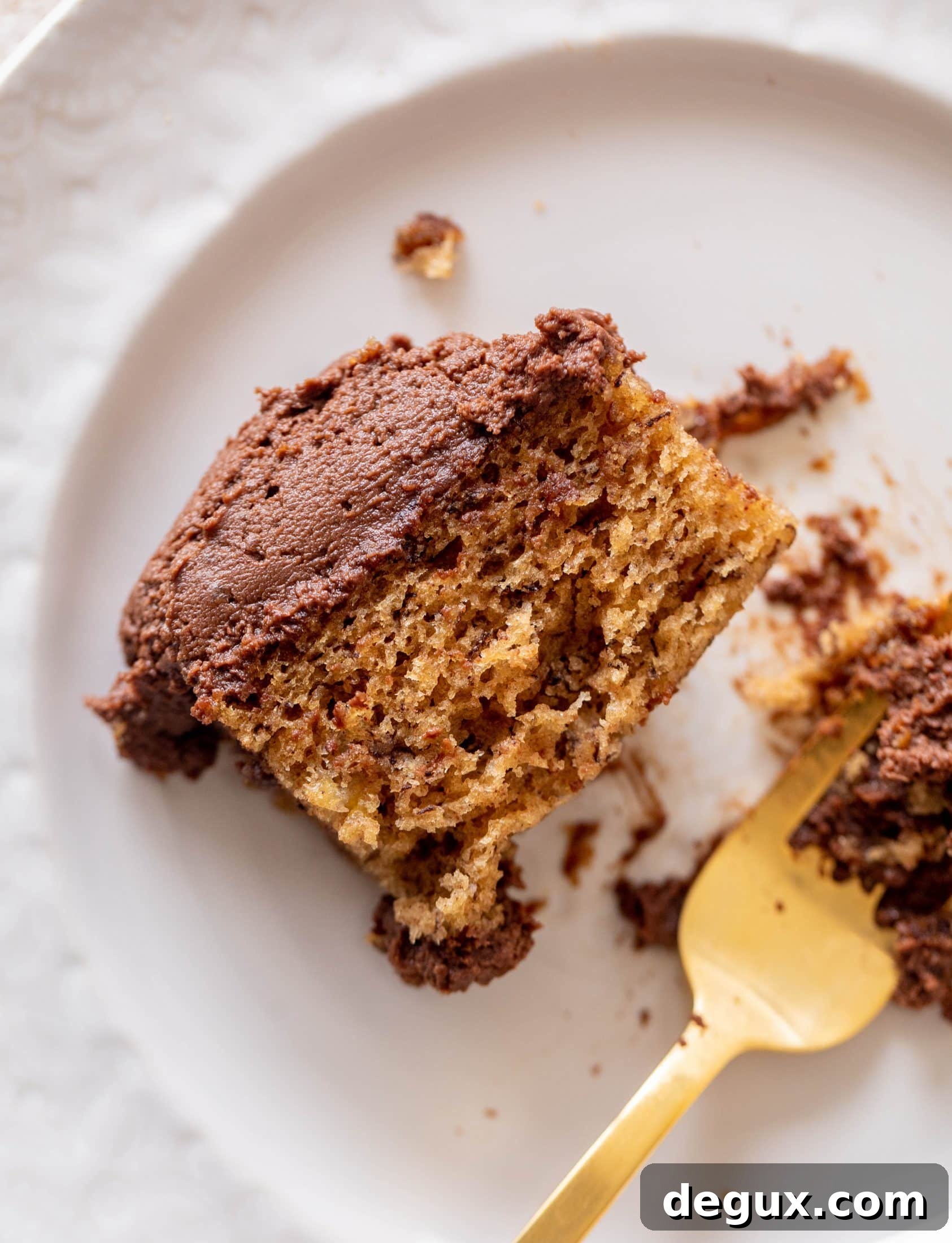 banana cake with chocolate peanut butter frosting