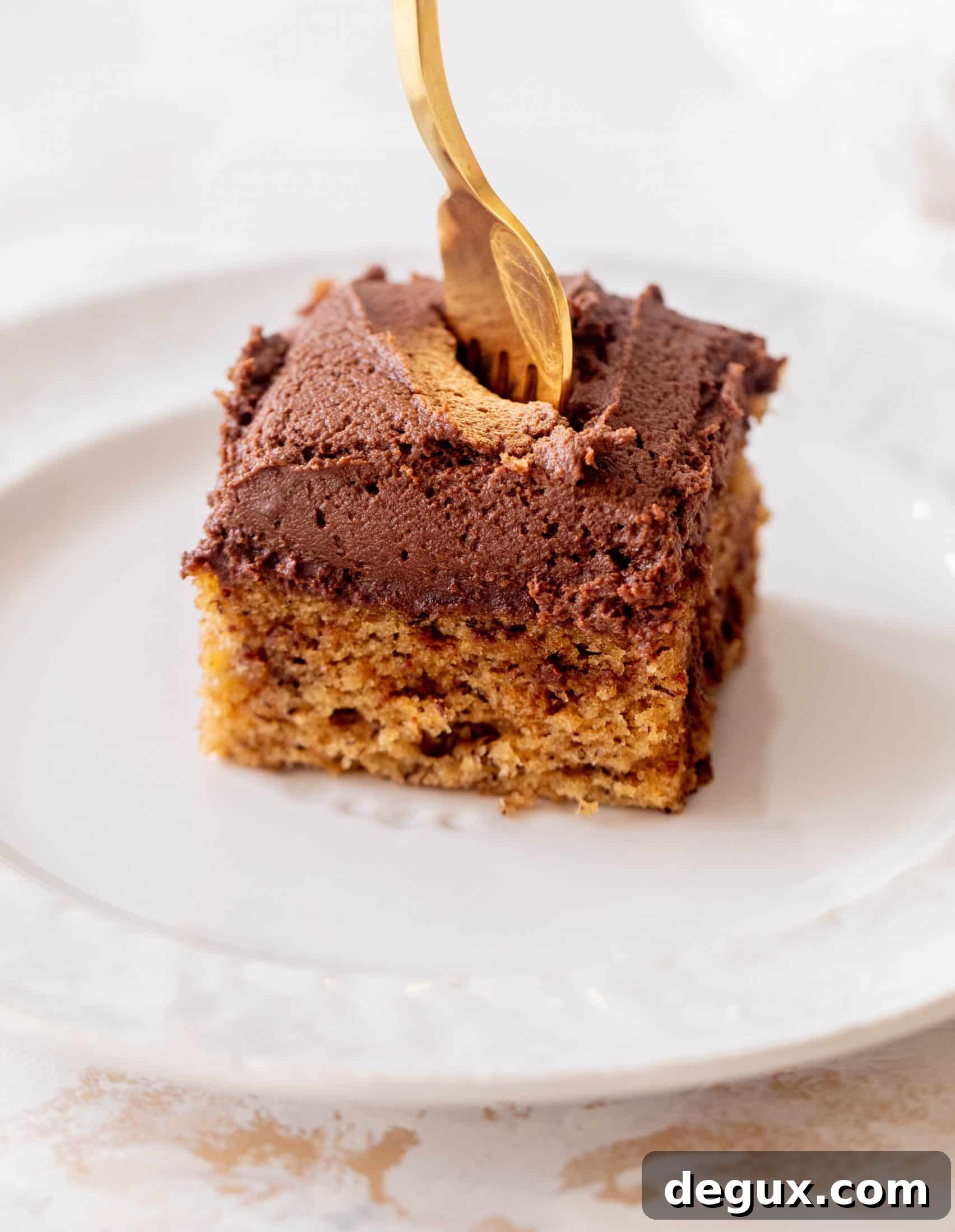 banana cake with chocolate peanut butter frosting