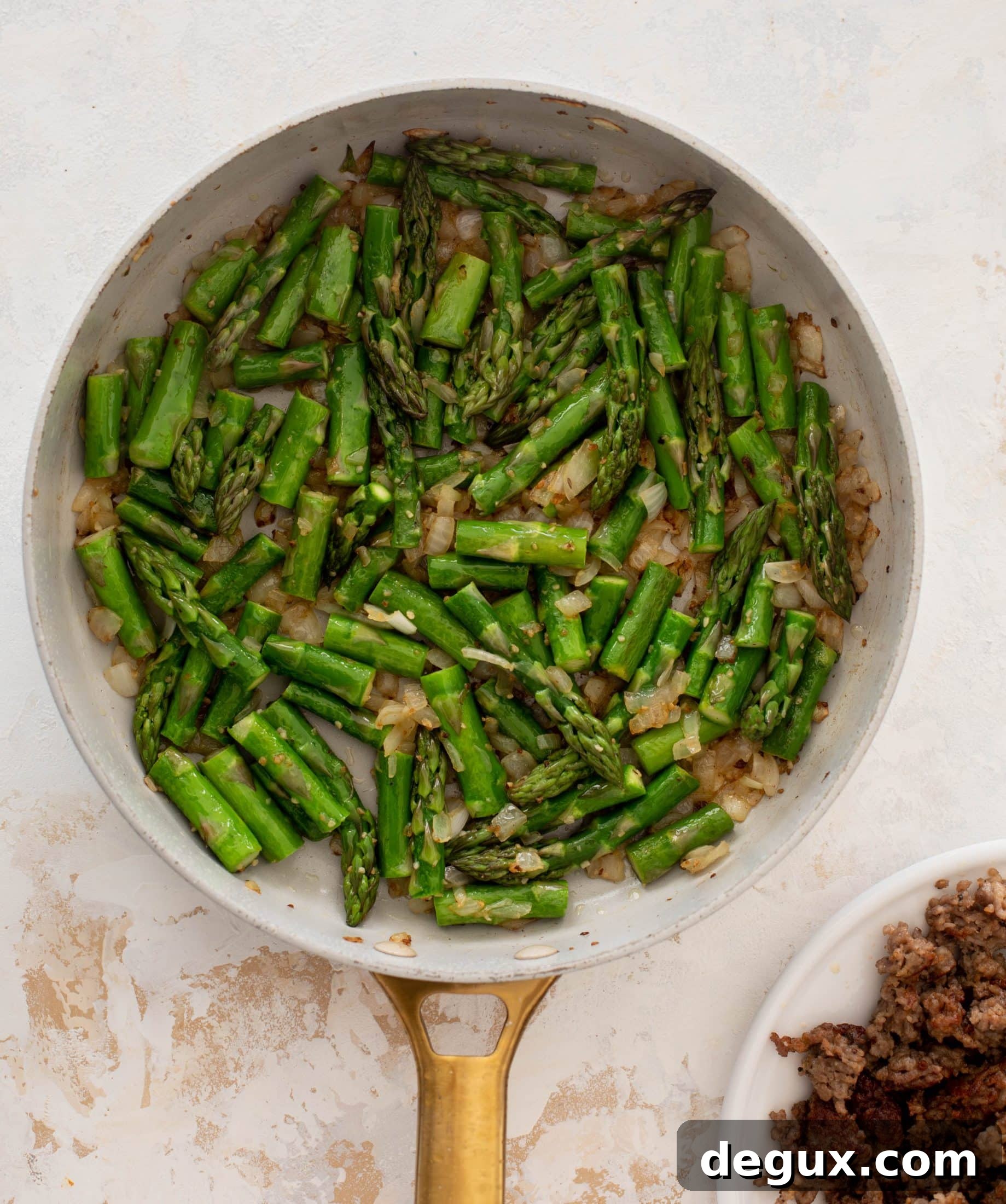 crispy sausage asparagus pasta