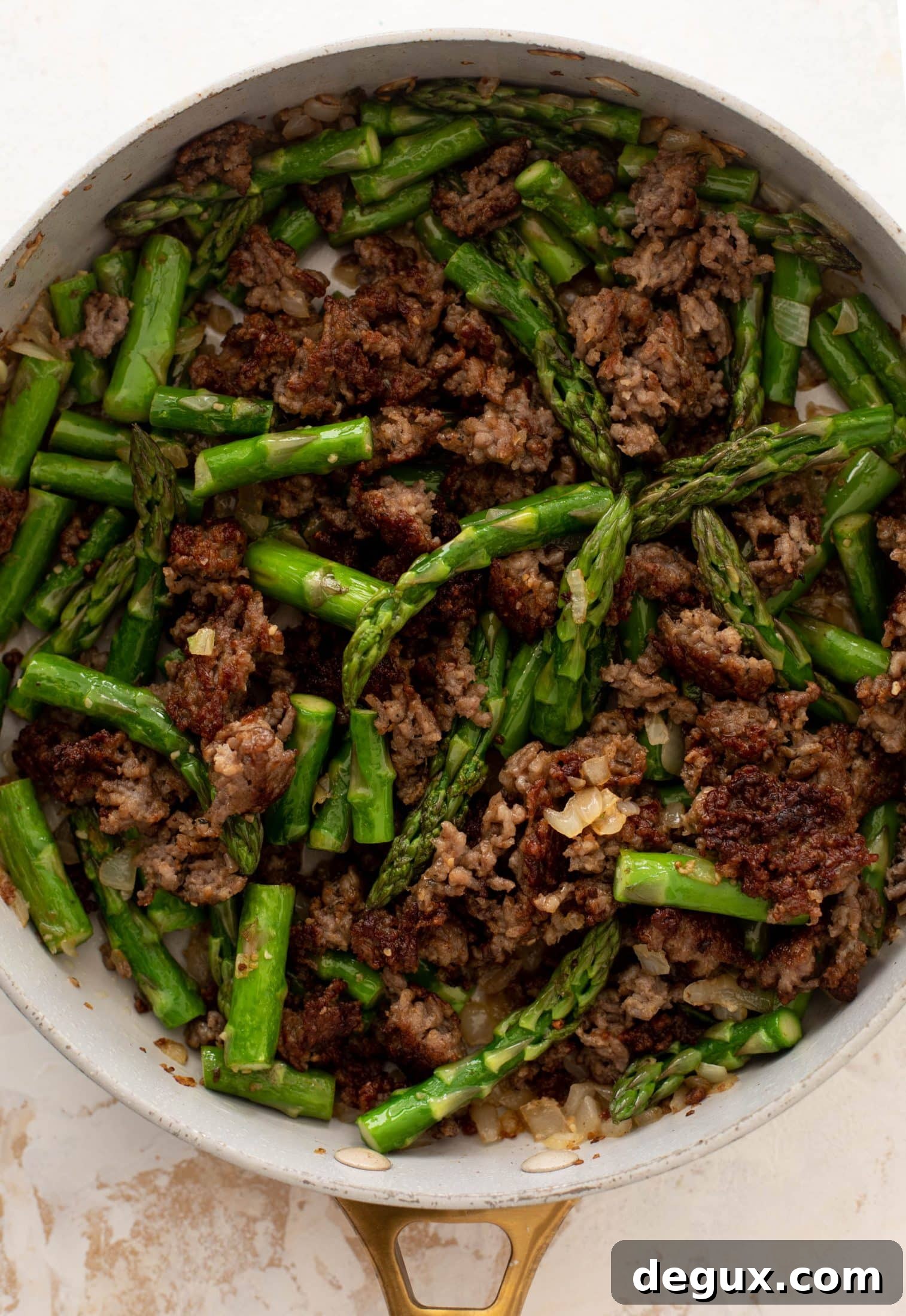 crispy sausage asparagus pasta