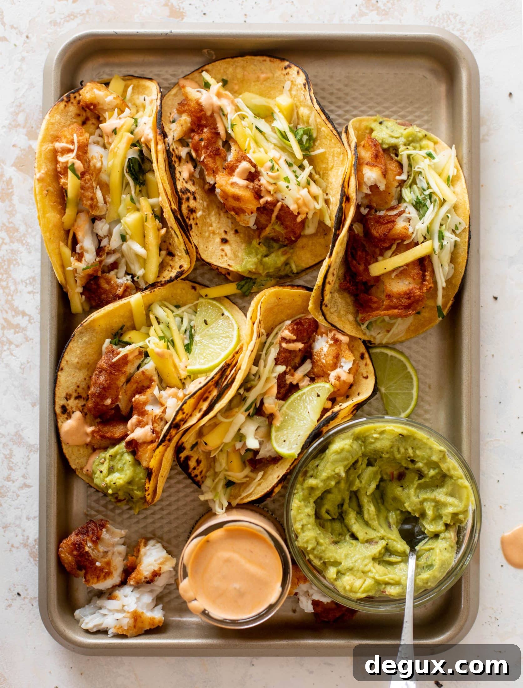 Crispy Fish Tacos with Fresh Mango Slaw Recipe 8 crispy fish tacos with mango slaw