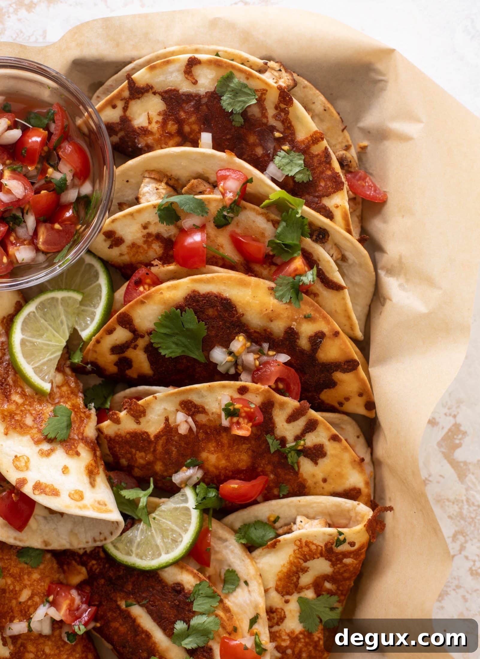 Crispy Cheddar Chicken Tacos with Tangy Salsa 5 crispy cheesy chicken tacos