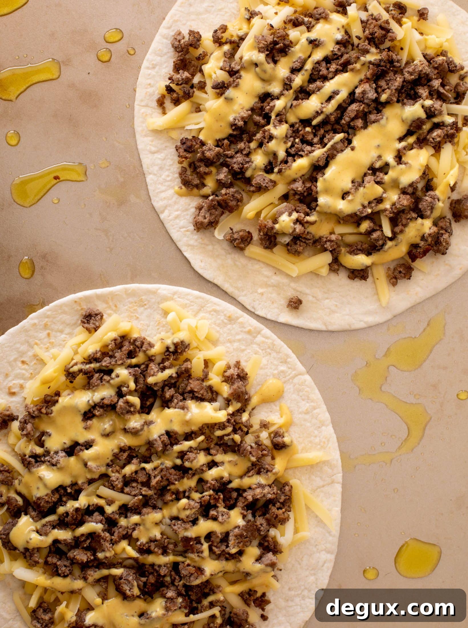 crispy baked cheeseburger quesadillas