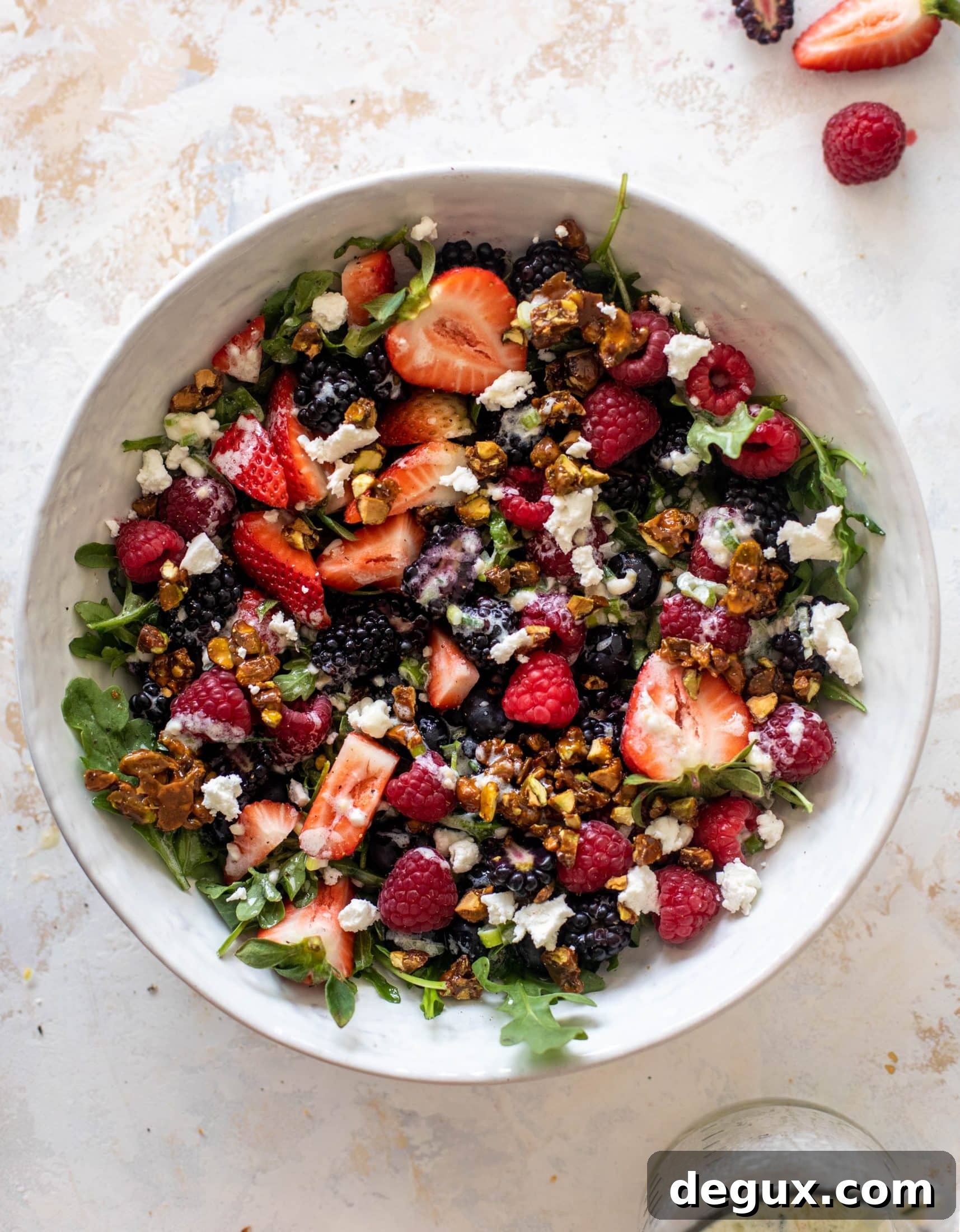 red white and berry arugula salad
