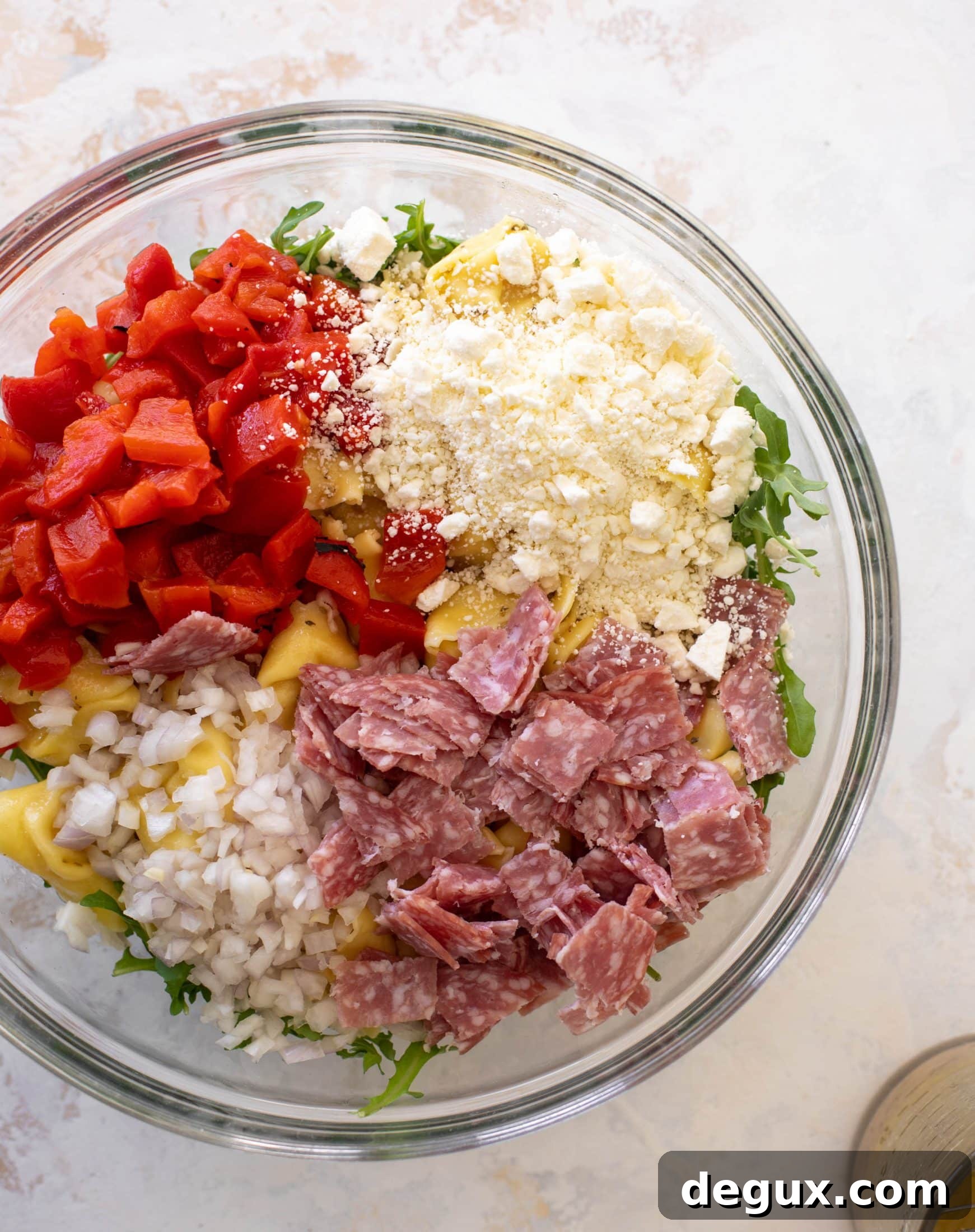 salami and red pepper tortellini salad