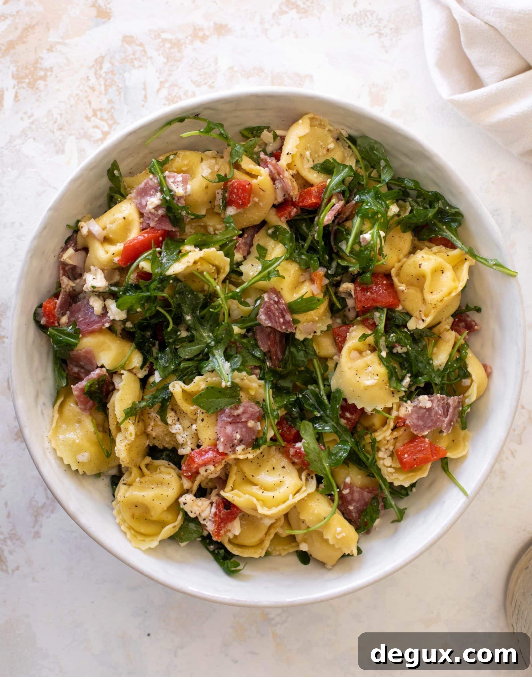 salami and red pepper tortellini salad