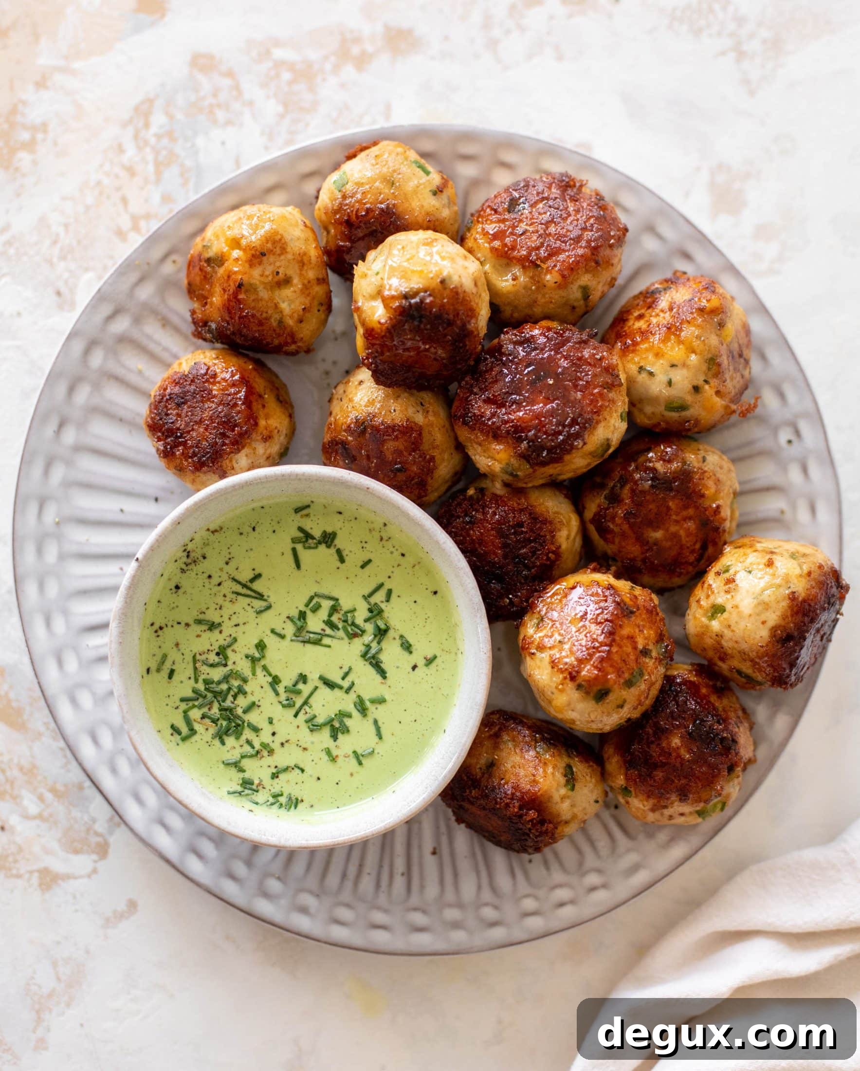 Jalapeño Cheddar Chicken Meatballs with Fresh Herb Summer Sauce 7 jalapeno cheddar chicken meatballs