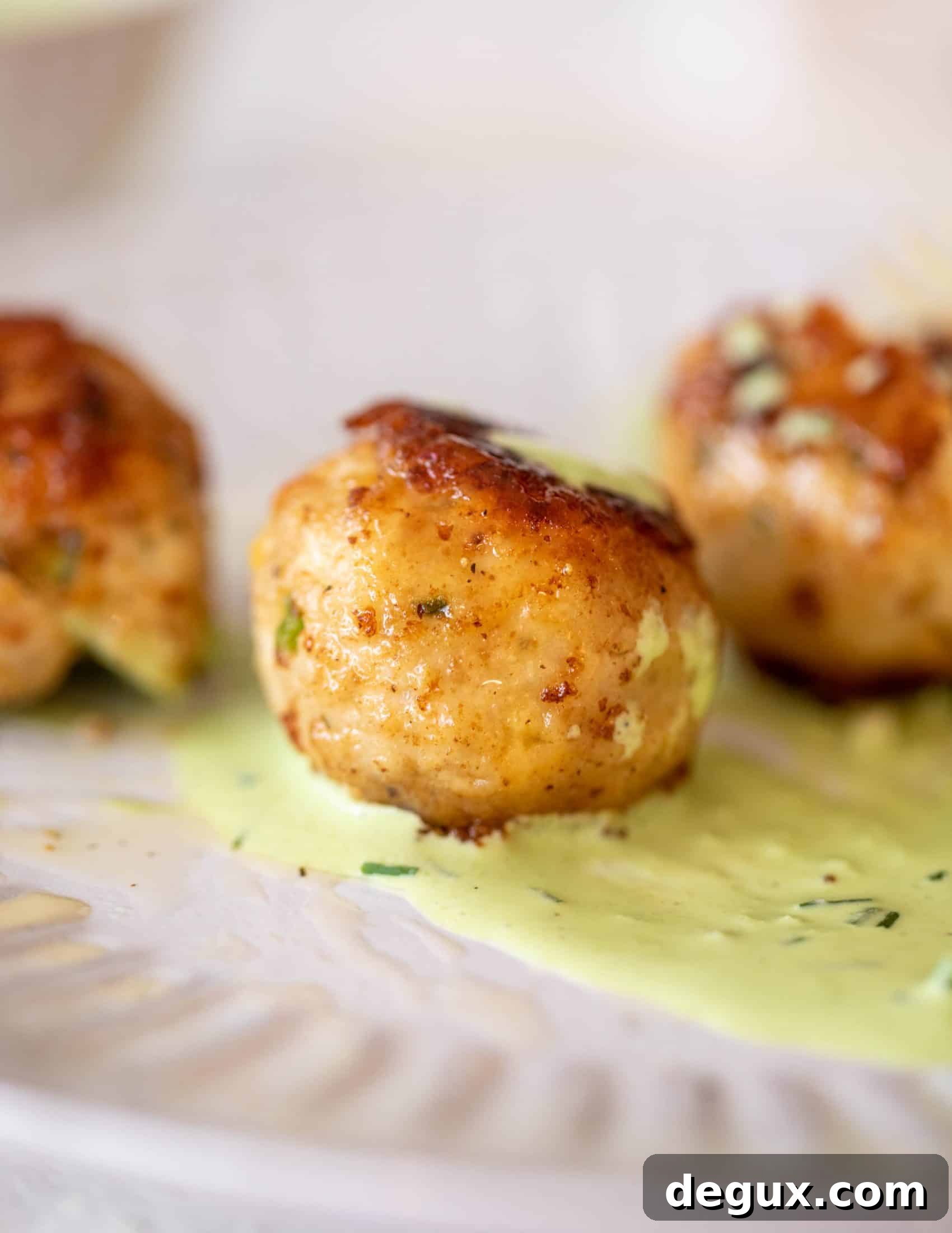 Jalapeño Cheddar Chicken Meatballs with Fresh Herb Summer Sauce 8 jalapeno cheddar chicken meatballs