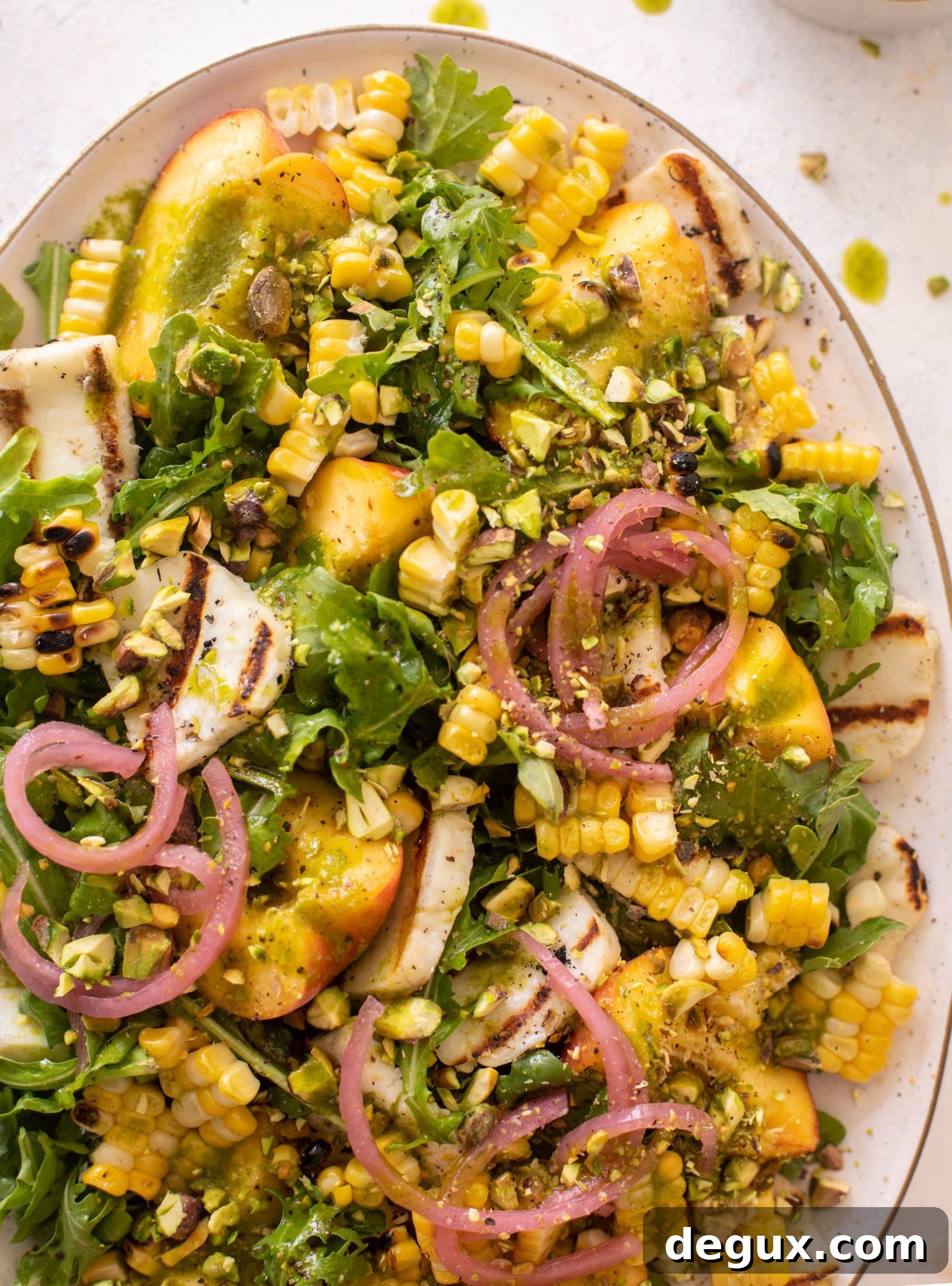 grilled halloumi peach salad