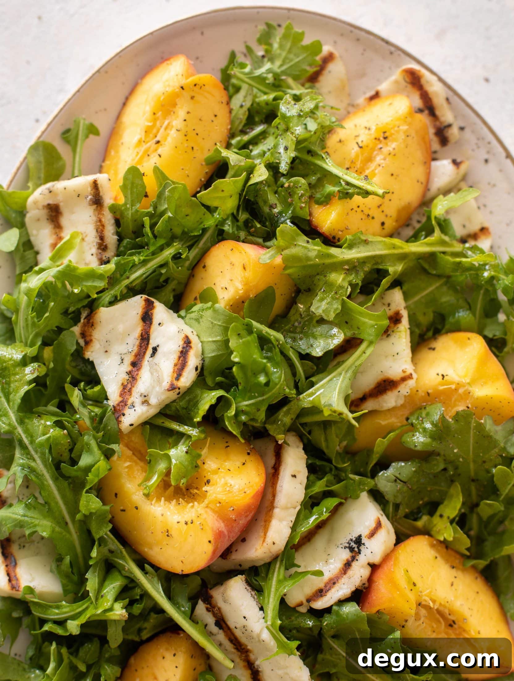 grilled halloumi peach salad