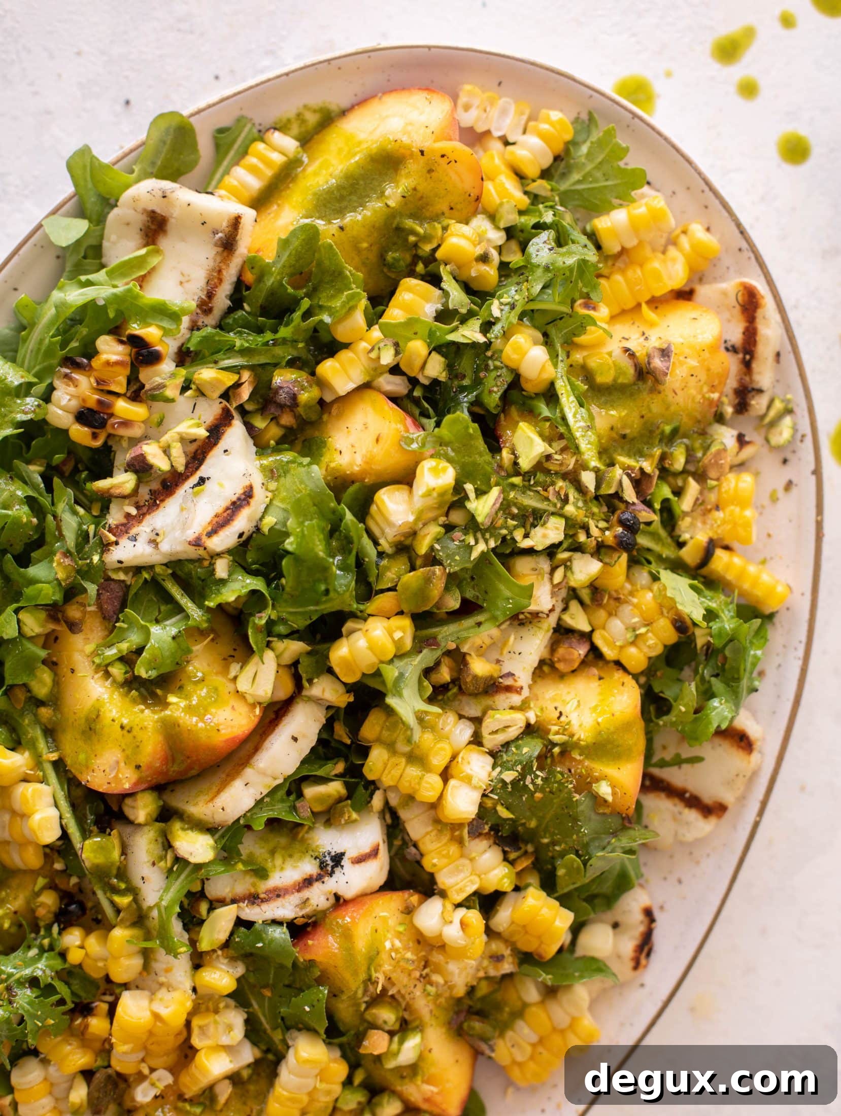 grilled halloumi peach salad
