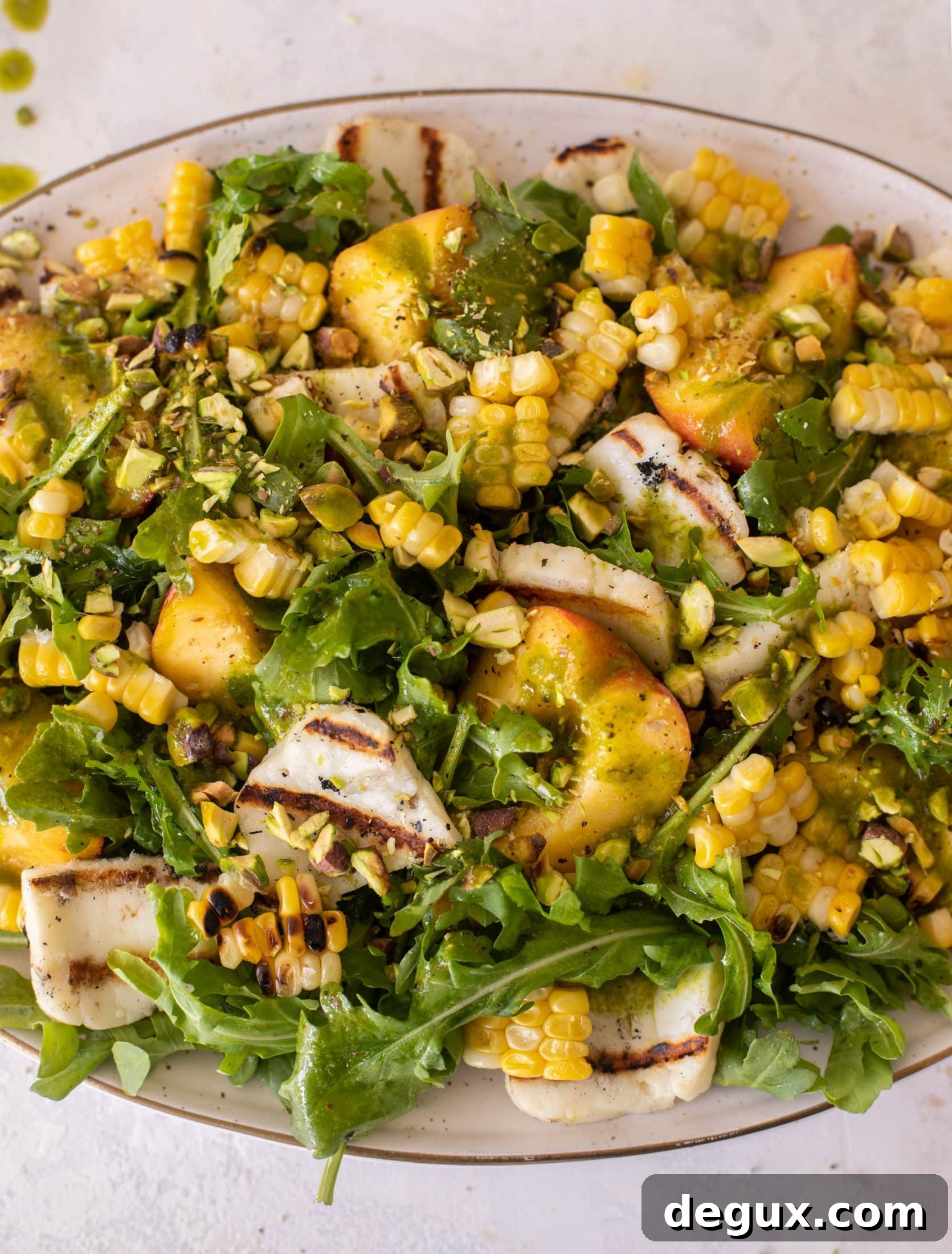 grilled halloumi peach salad