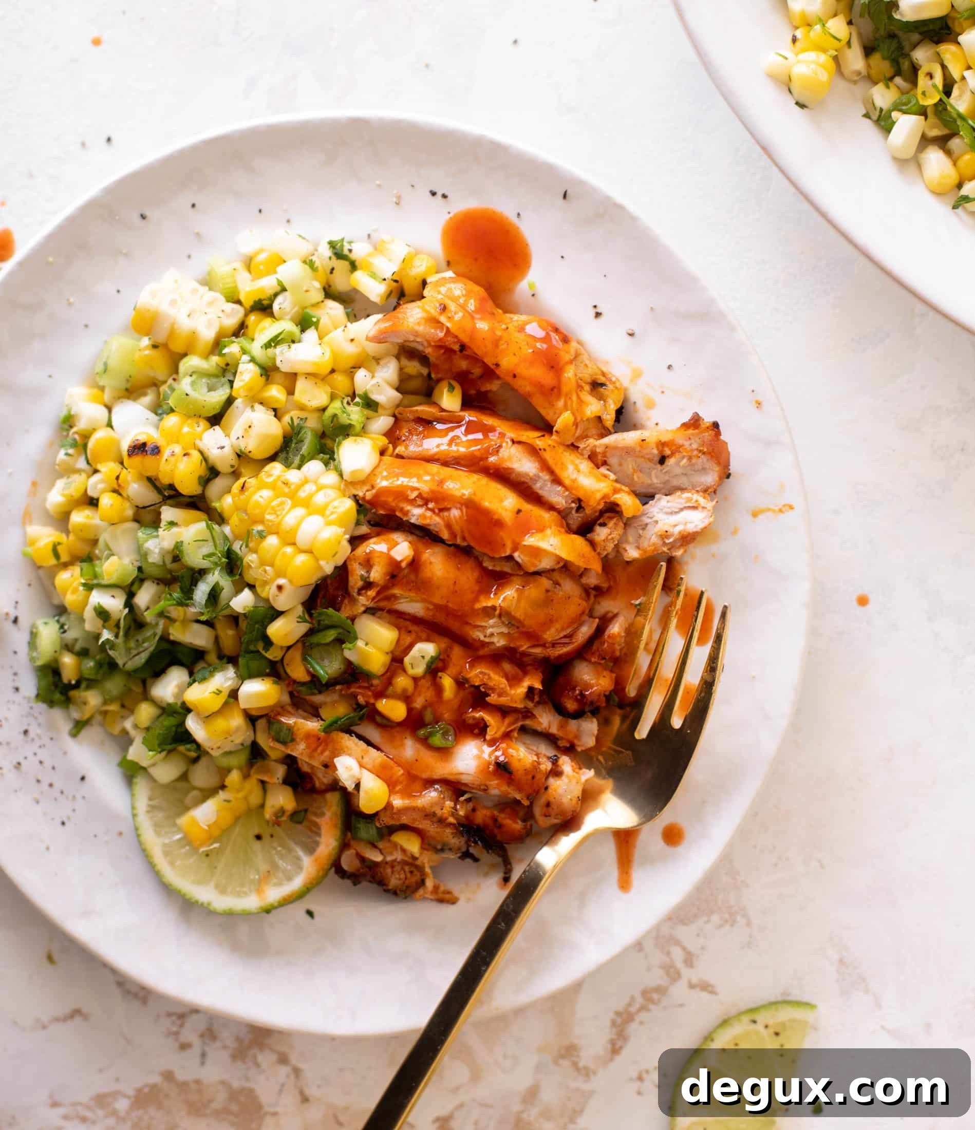 grilled buffalo chicken with corn salad