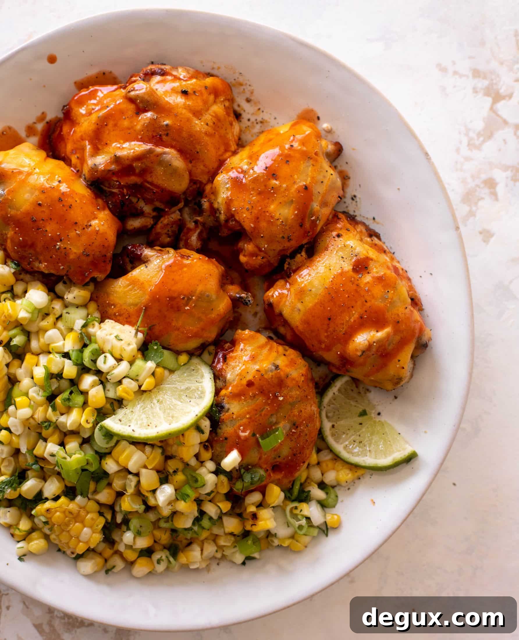 grilled buffalo chicken with corn salad