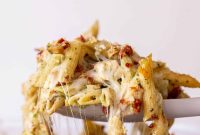 Grilled Chicken Pesto Pasta Bake with Mozzarella