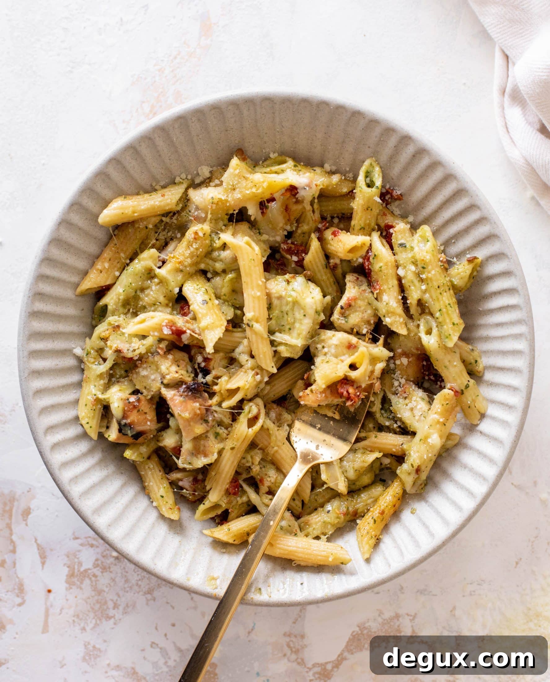 grilled chicken pesto pasta bake