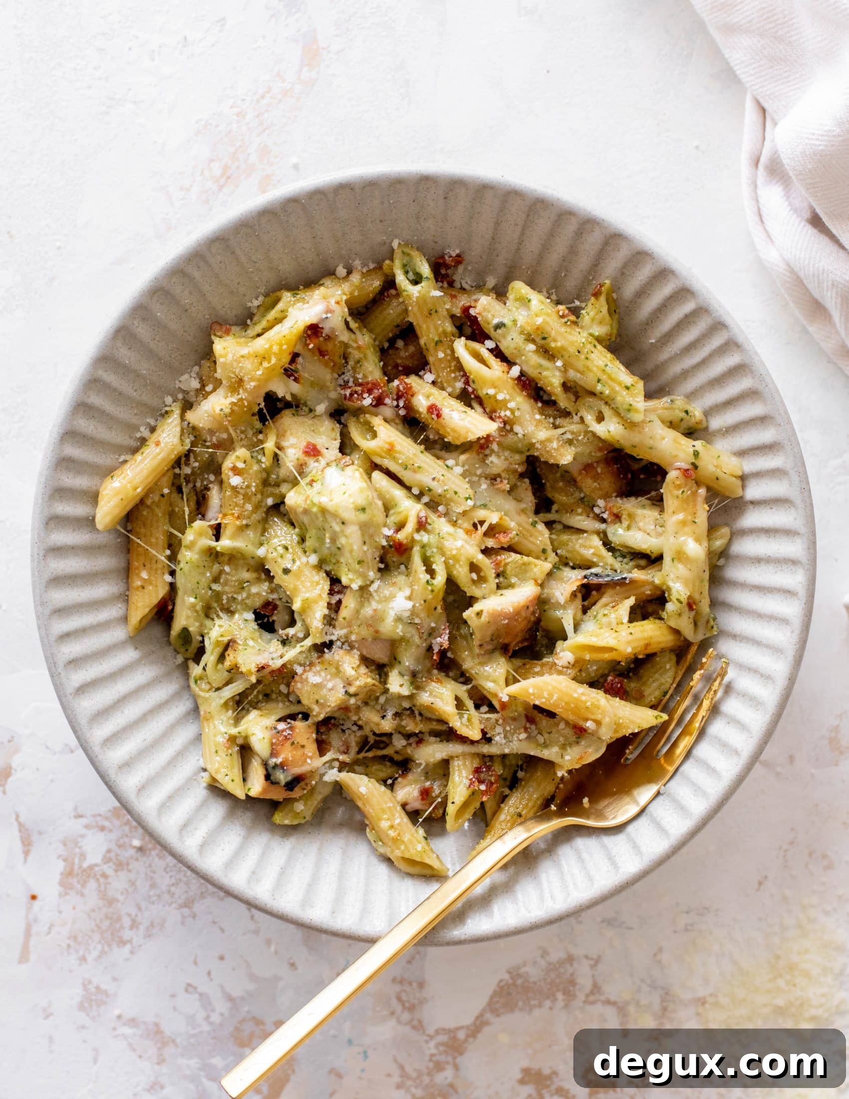 grilled chicken pesto pasta bake