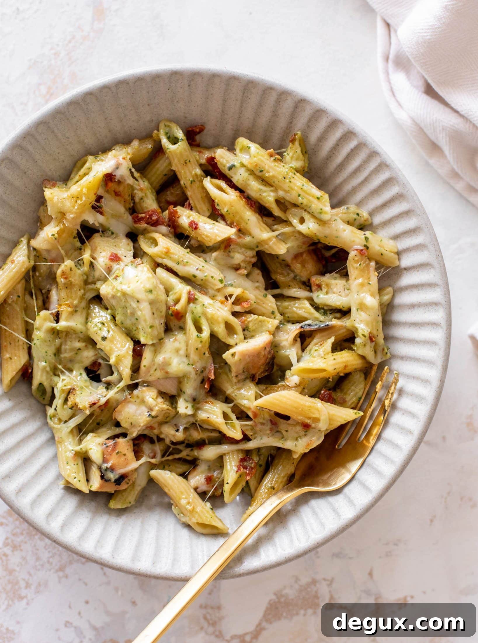 grilled chicken pesto pasta bake