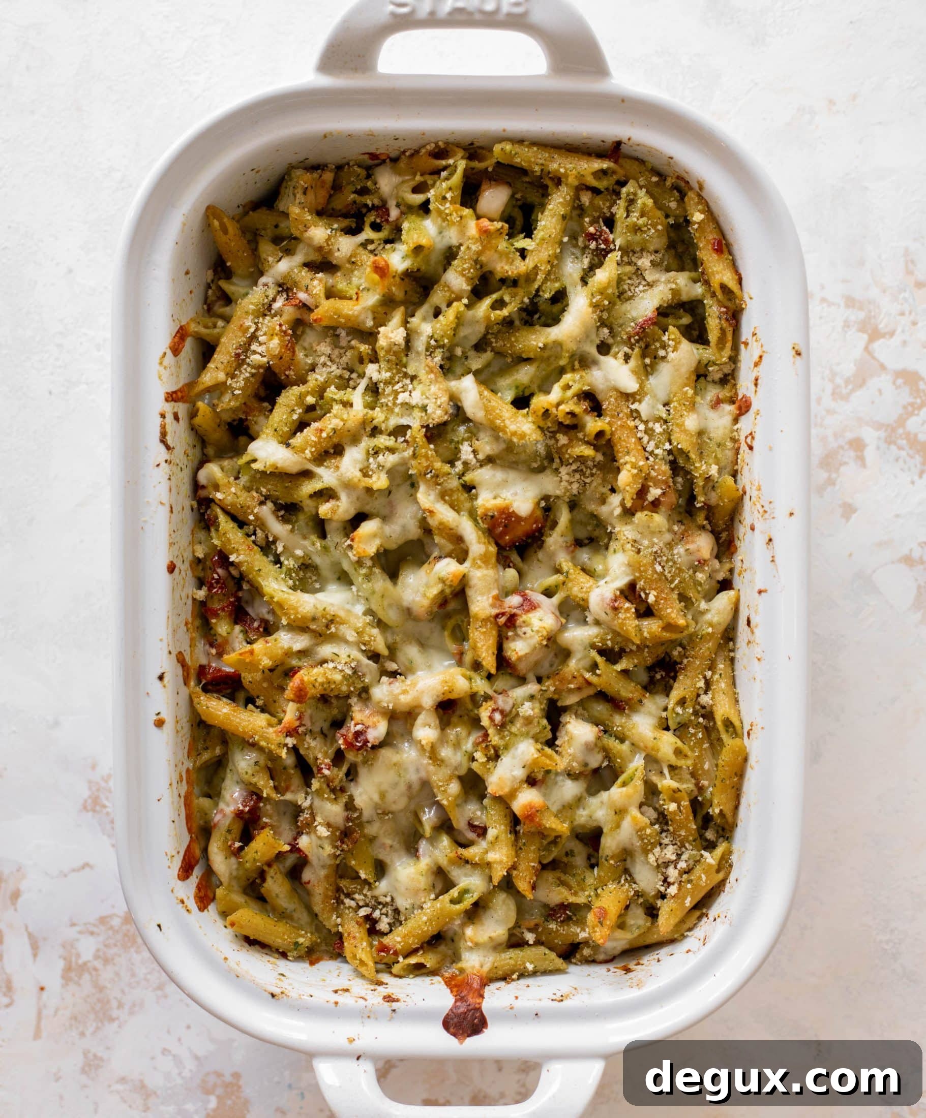 grilled chicken pesto pasta bake