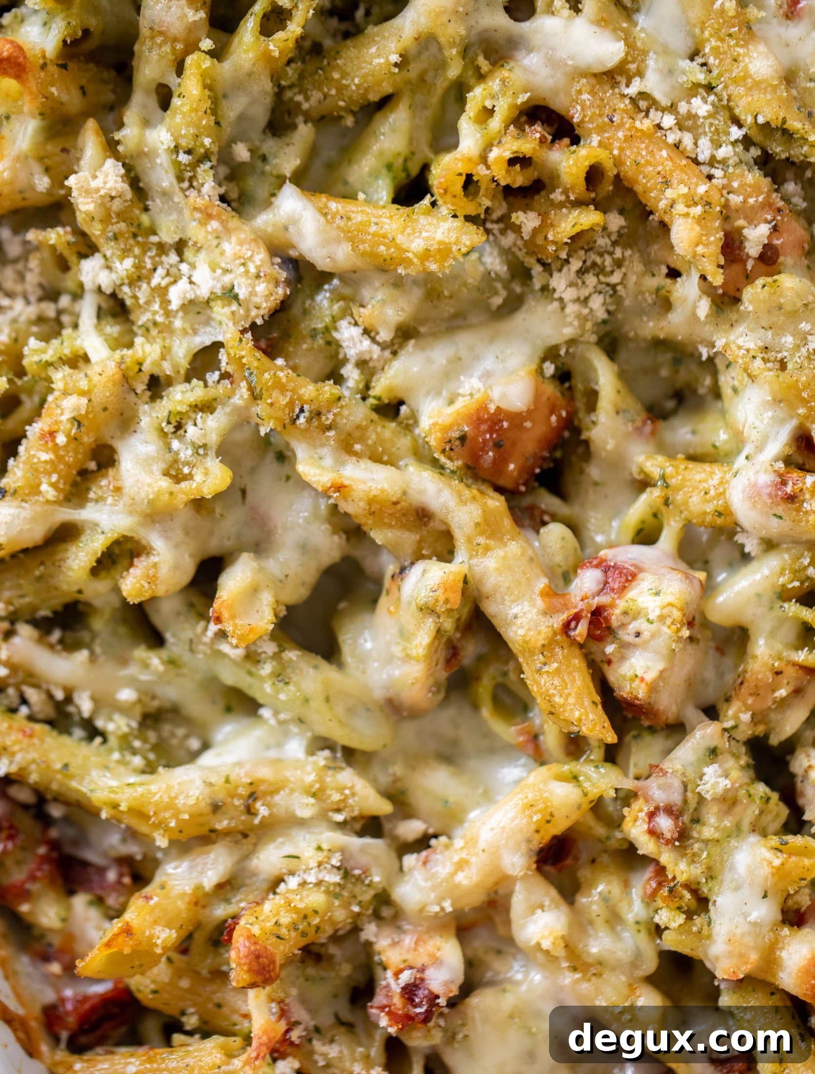 grilled chicken pesto pasta bake