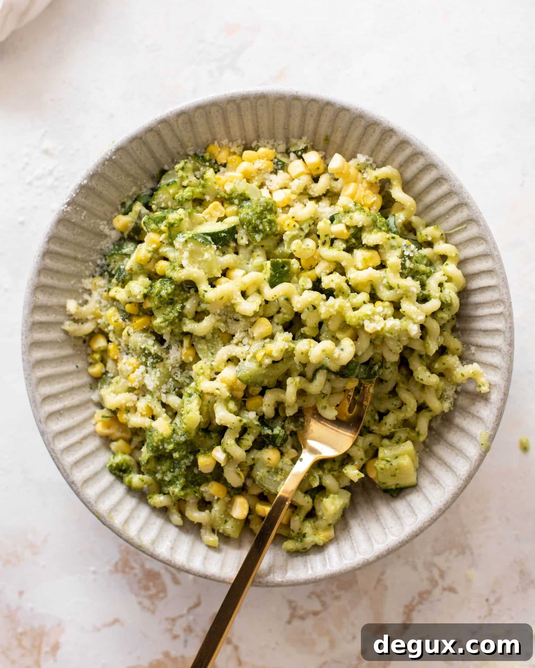 creamy corn zucchini pasta