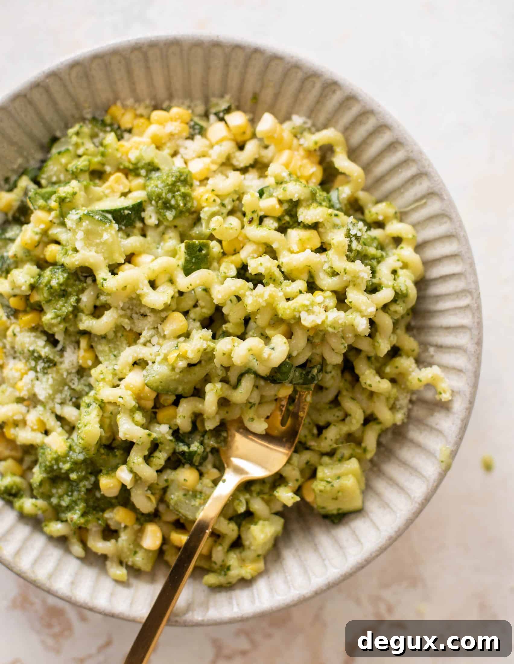 creamy corn zucchini pasta