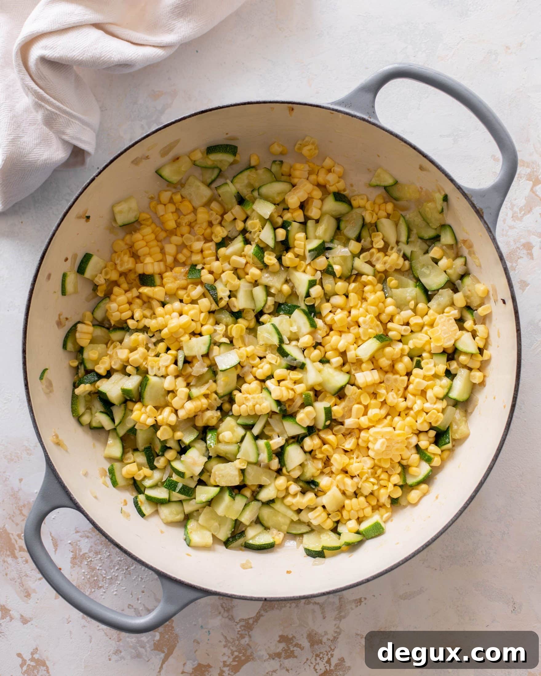 creamy corn zucchini pasta