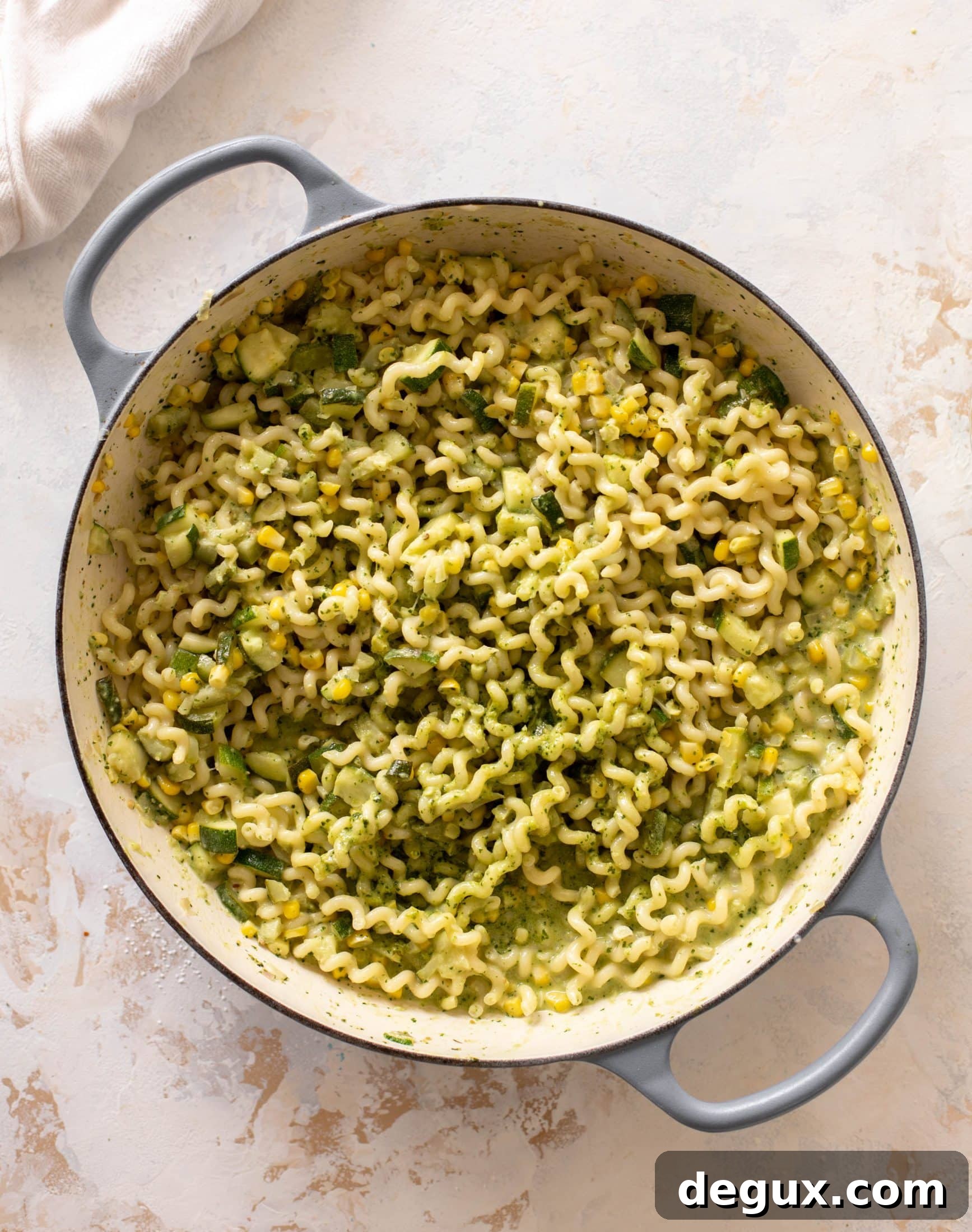 creamy corn zucchini pasta