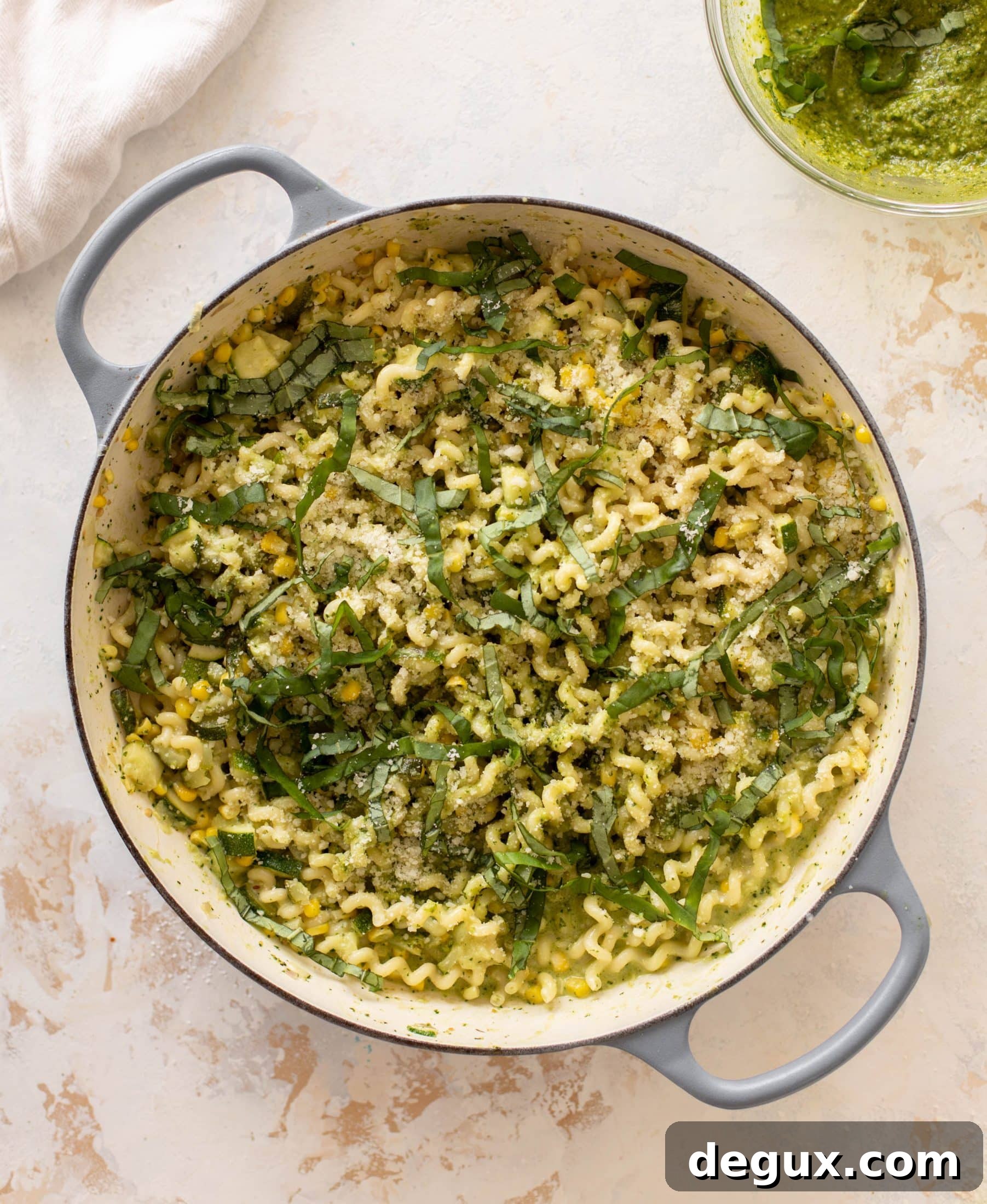 creamy corn zucchini pasta