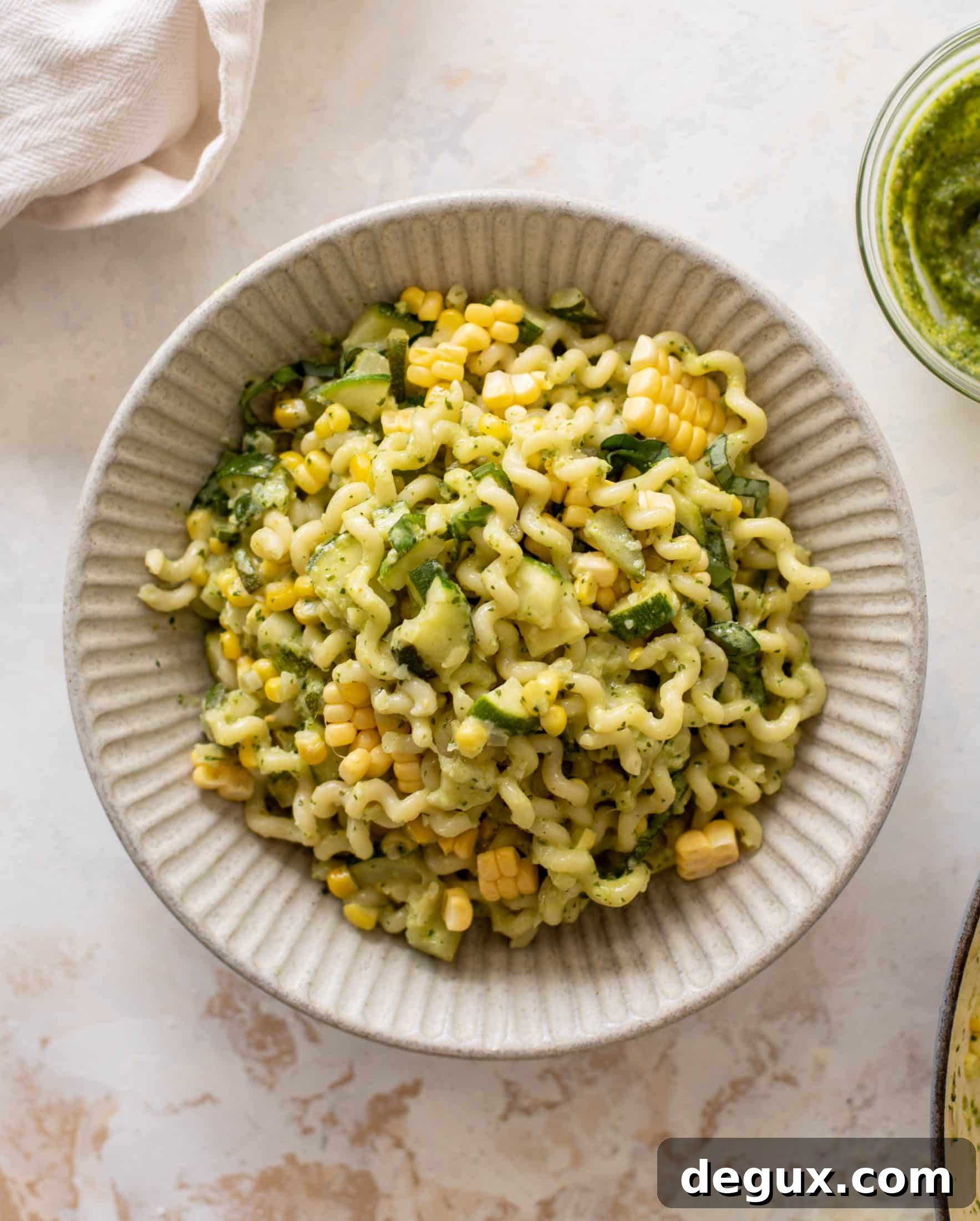 creamy corn zucchini pasta