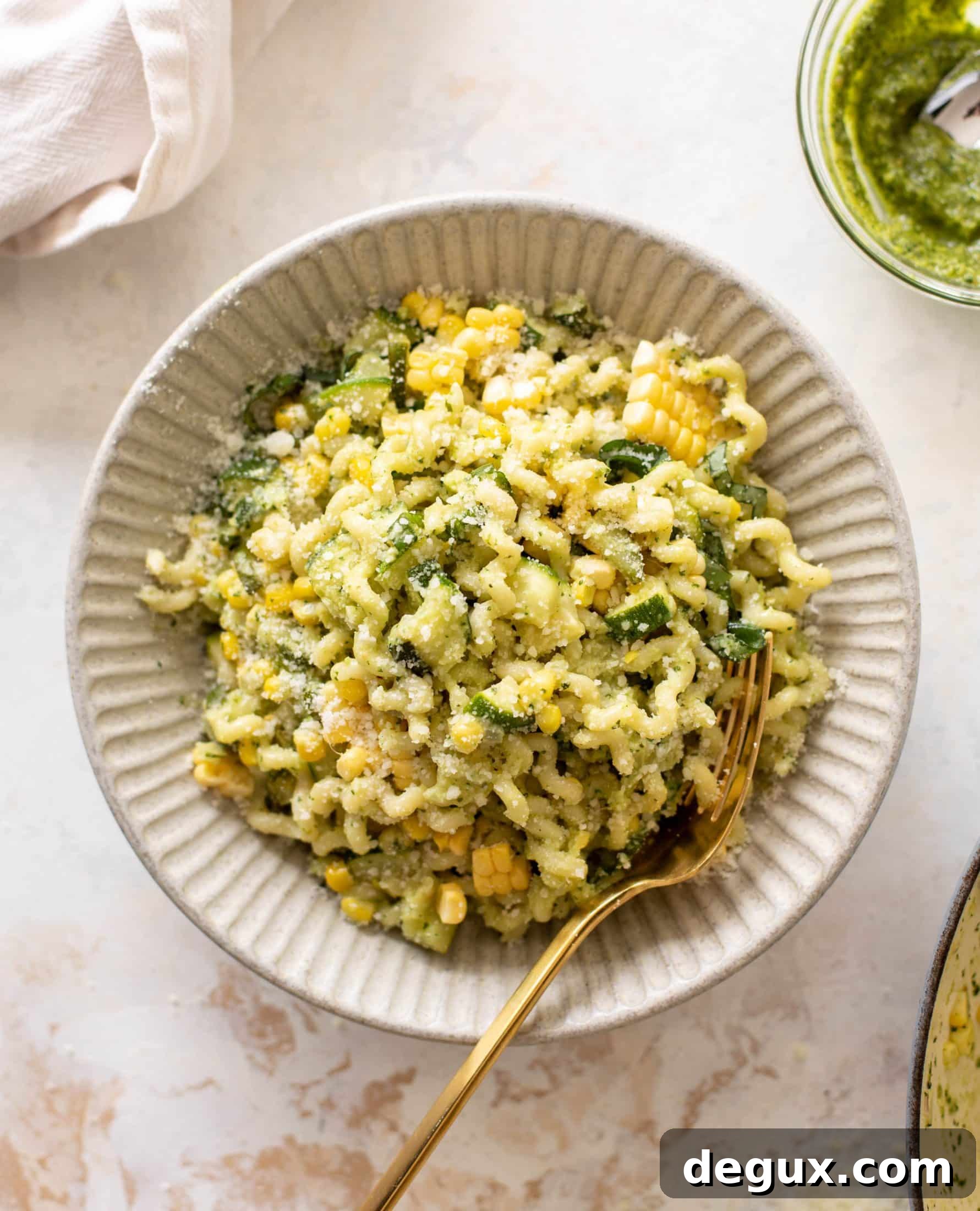 creamy corn zucchini pasta