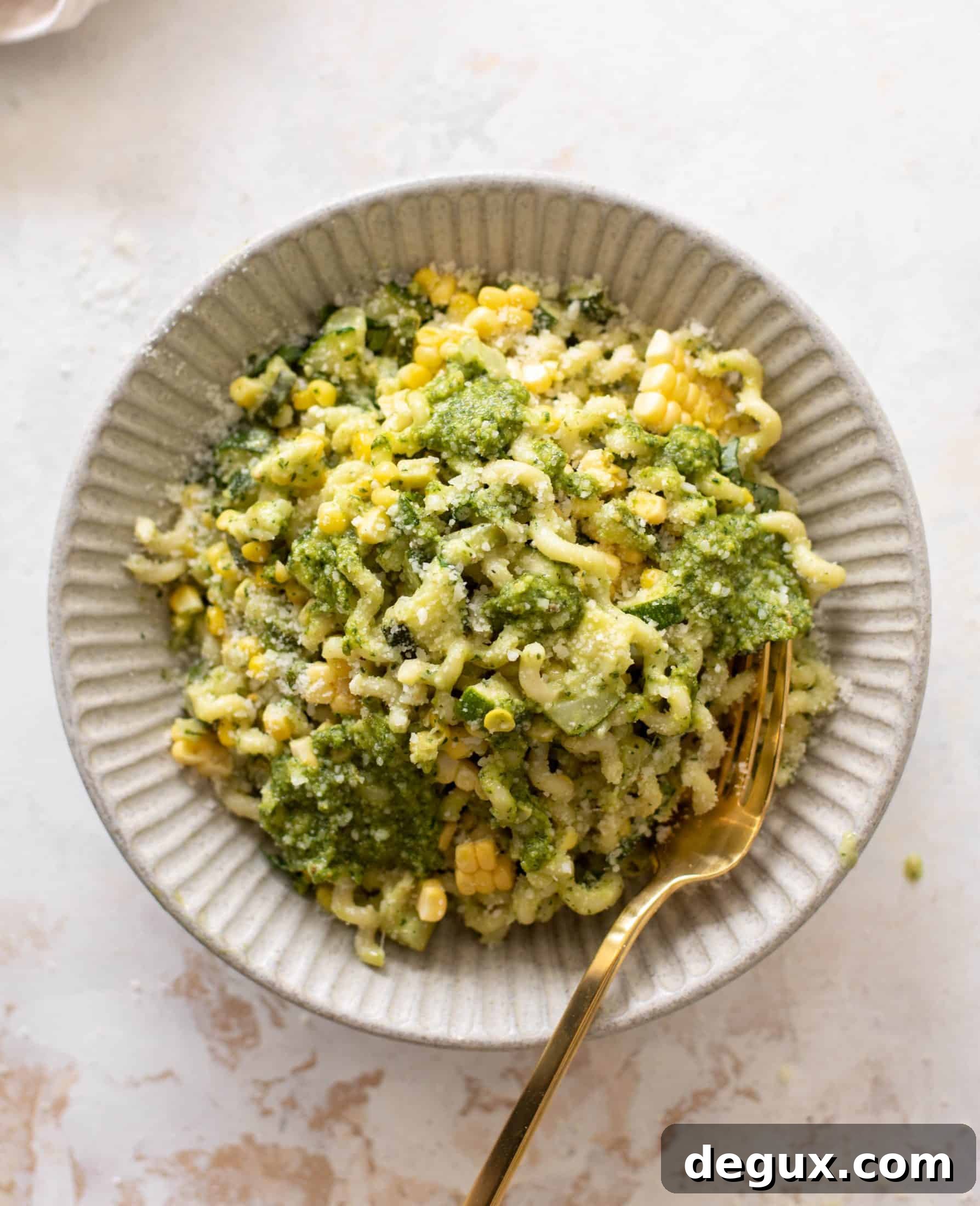 creamy corn zucchini pasta