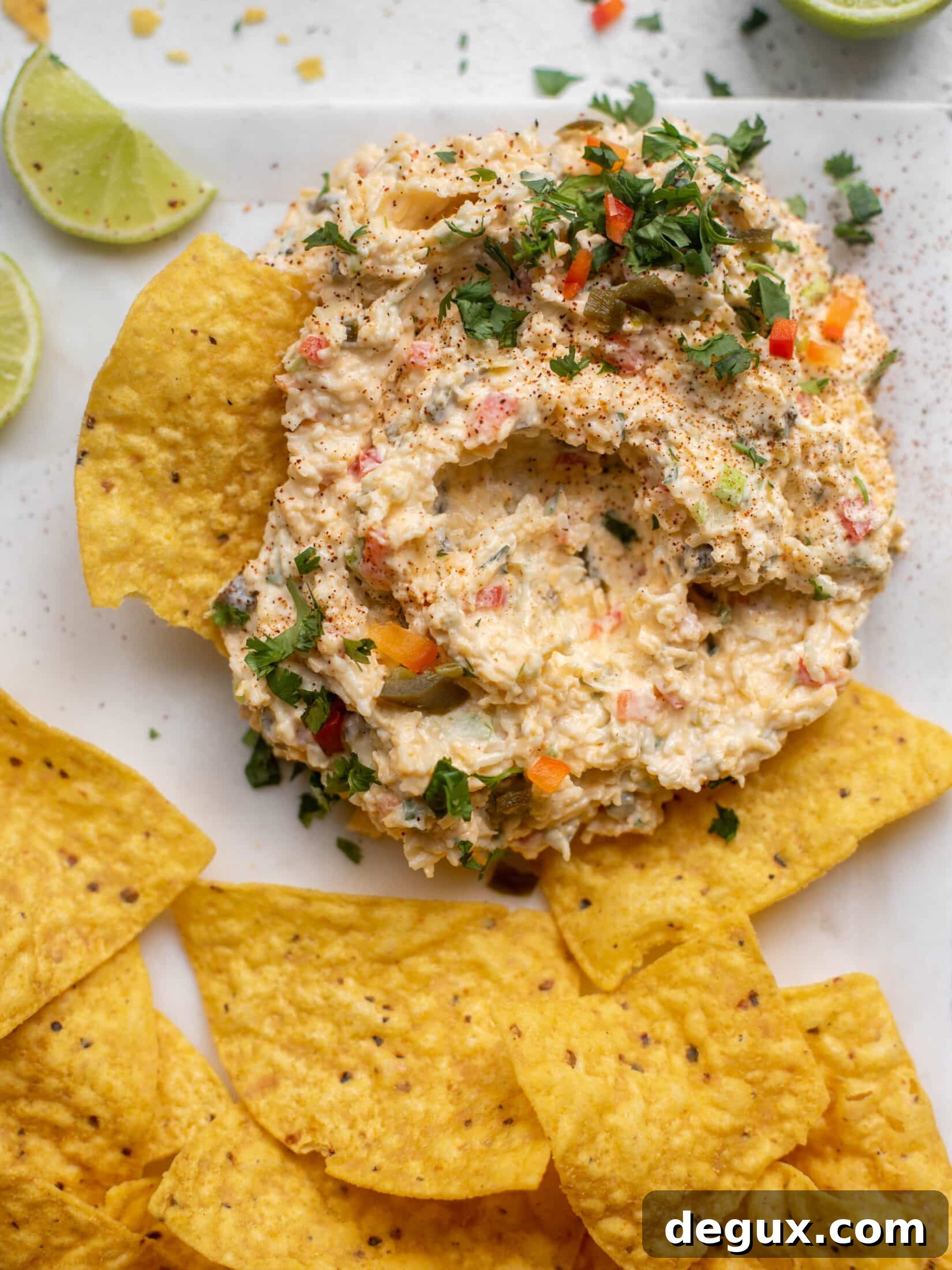 Chilled queso in a bowl