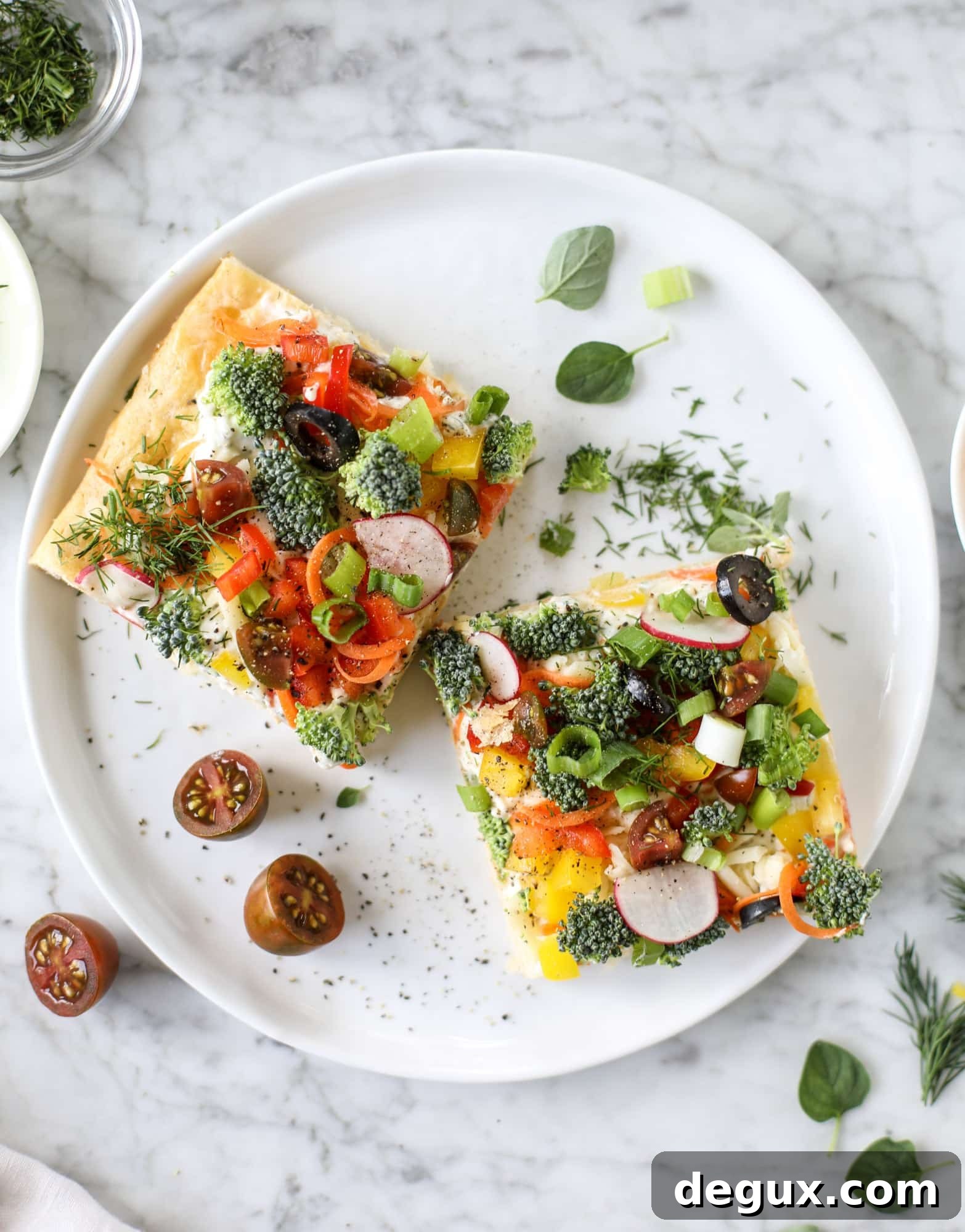 Veggie pizza slices